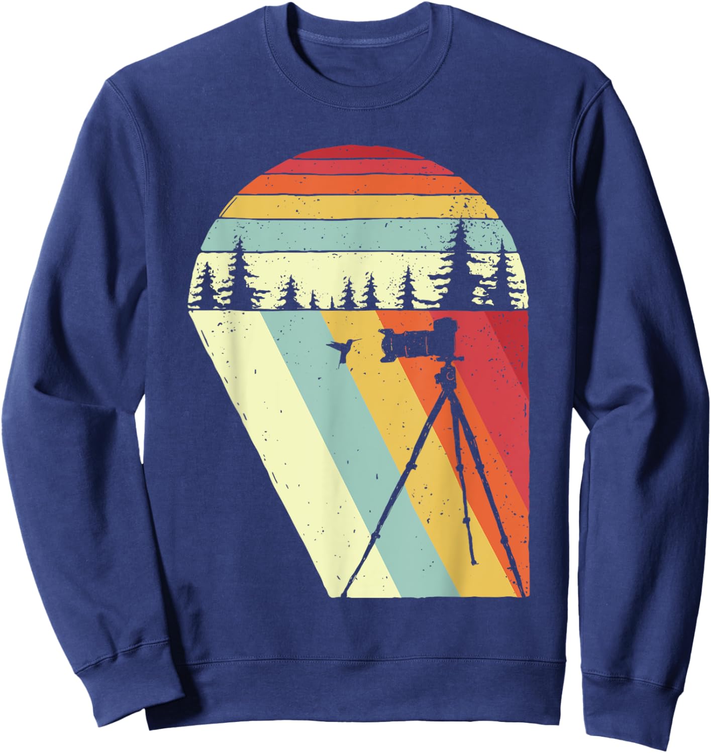 Vintage Retro Bird Photographer Wildlife Camera Sweatshirt - Sweatshirt | Navy