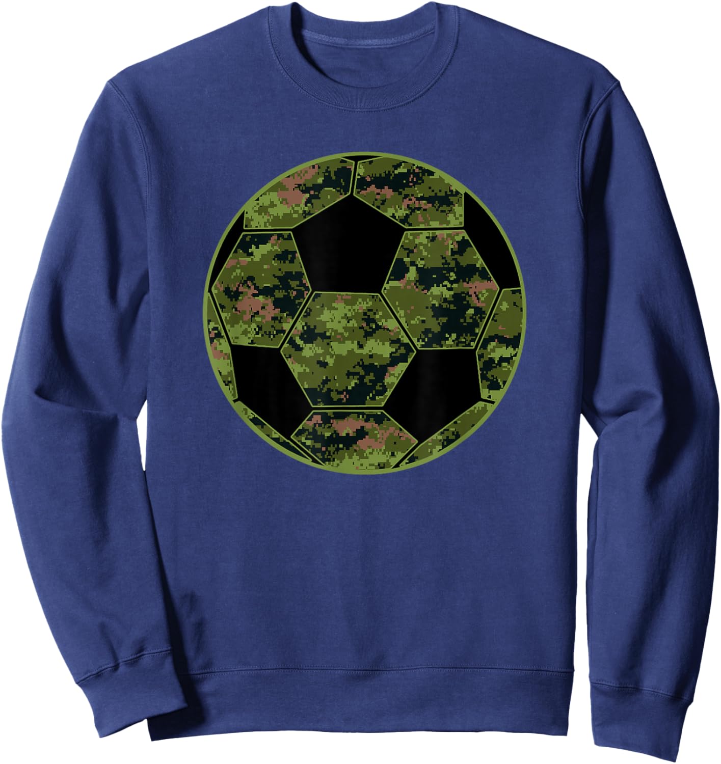 Green Camo Camouflage Soccer Ball Sweatshirt - Sweatshirt | Navy