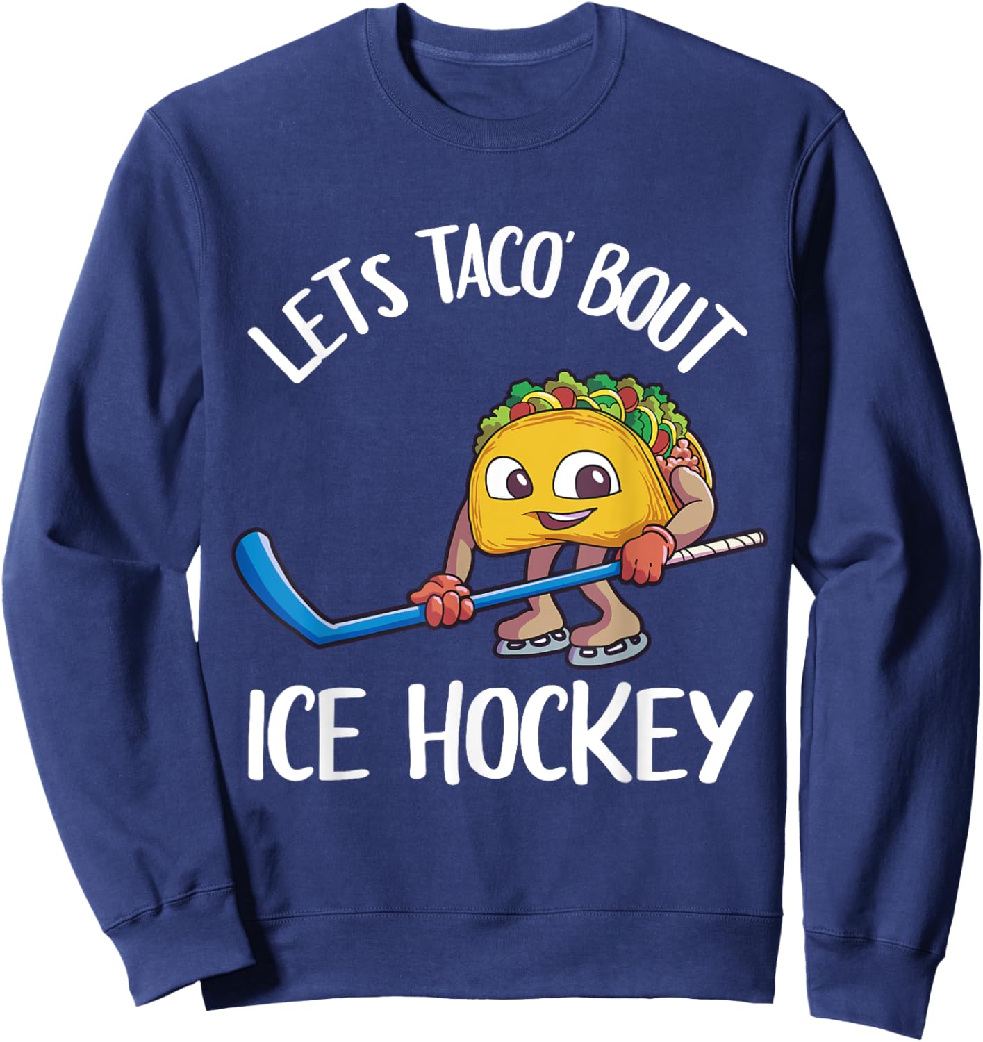 Funny Ice Hockey Shirt Kids Men Taco Lover Gift Sweatshirt - Sweatshirt | Navy