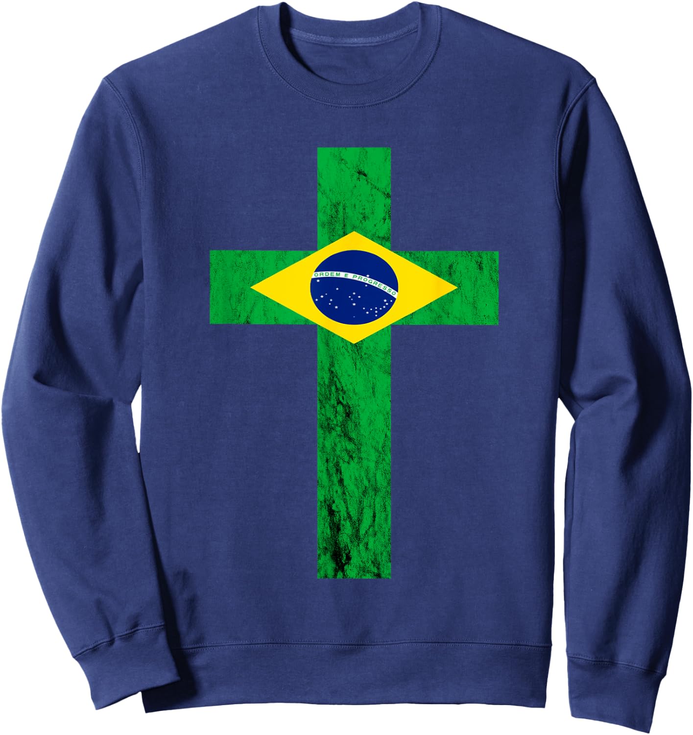 Brazil Jesus Cross Brazileiro Christian Sweatshirt - Sweatshirt | Navy