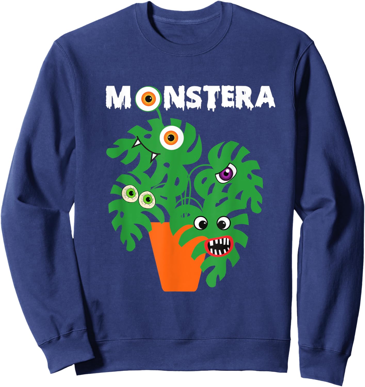 Monstera Halloween Plant Lady or Dad Lazy Costume Sweatshirt - Sweatshirt | Navy