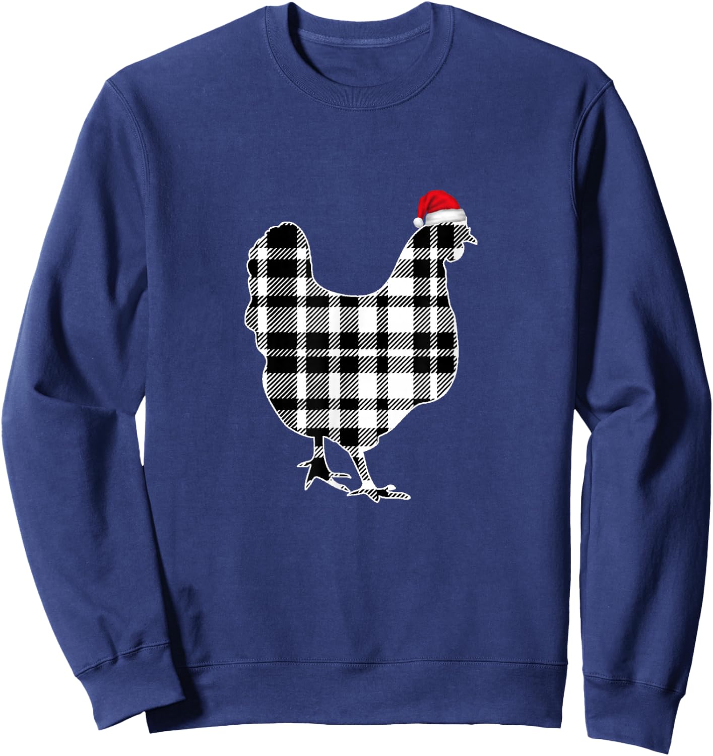Chicken Christmas Shirt Black And White Buffalo Plaid Pajama Sweatshirt - Sweatshirt | Navy
