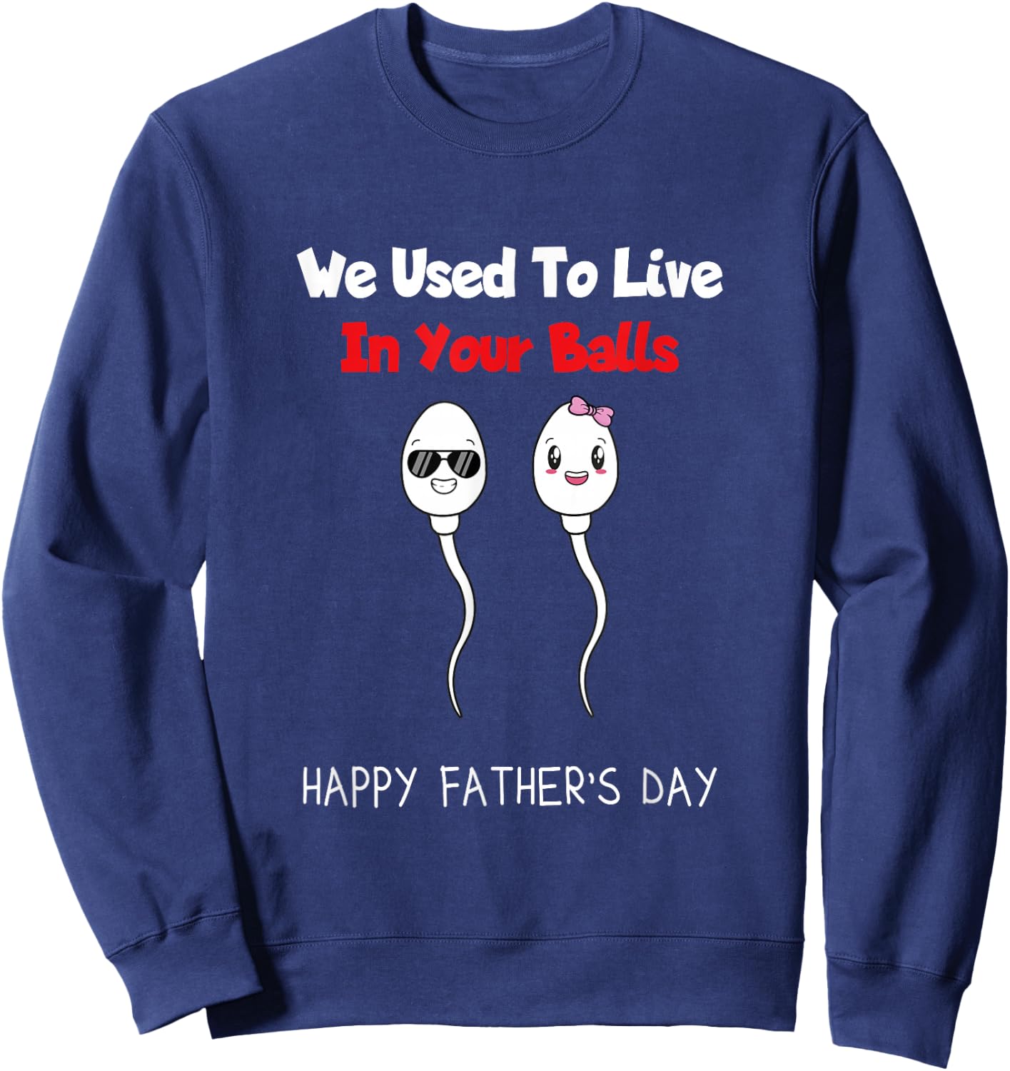 Funny Boy And Girl Fathers Day We Used To Live In Your Balls Sweatshirt - Sweatshirt | Navy