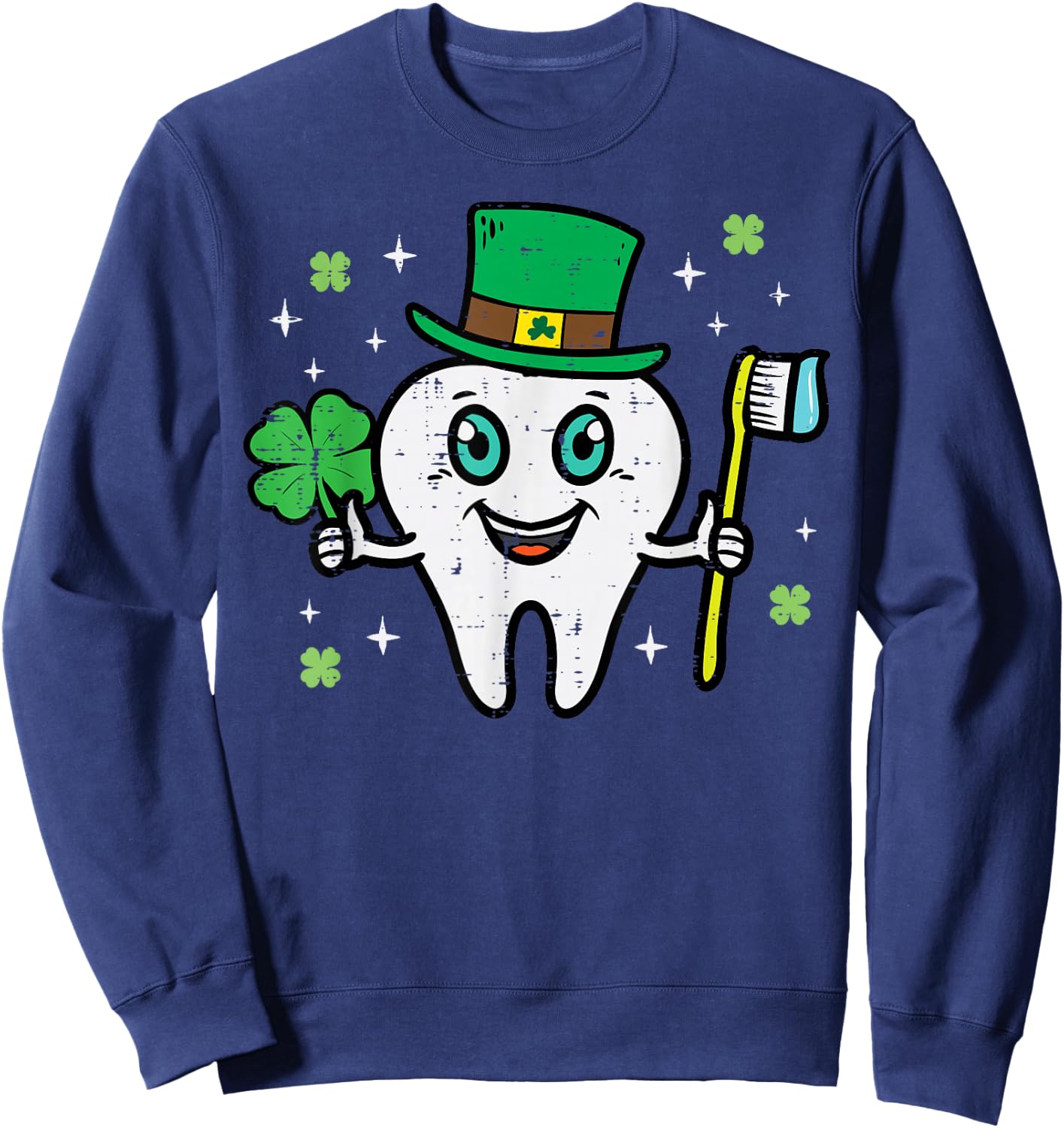 St Patricks Day Dental Tooth Saint Paddys Dentist Men Women Sweatshirt - Sweatshirt | Navy