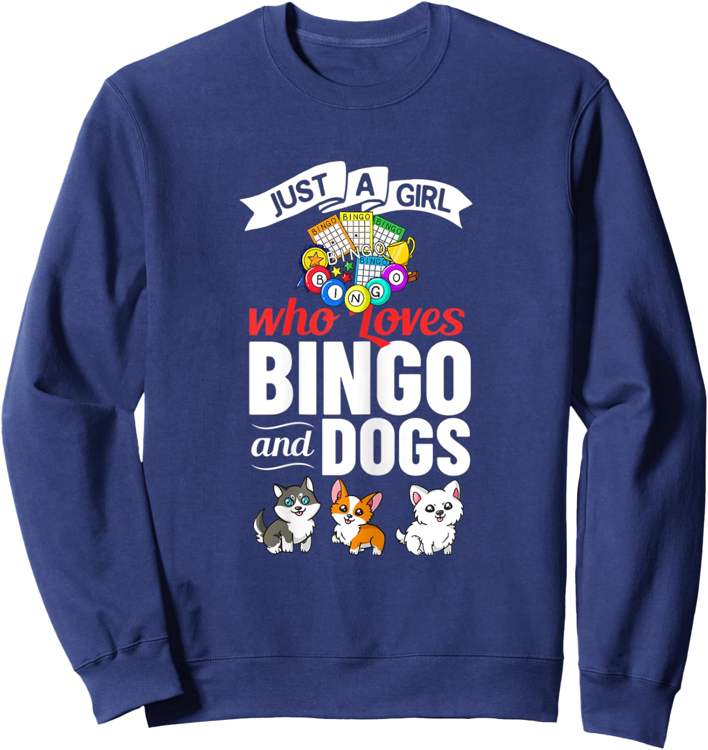 Dog Bingo Game Player Caller Card Board Balls Sweatshirt - Sweatshirt | Navy