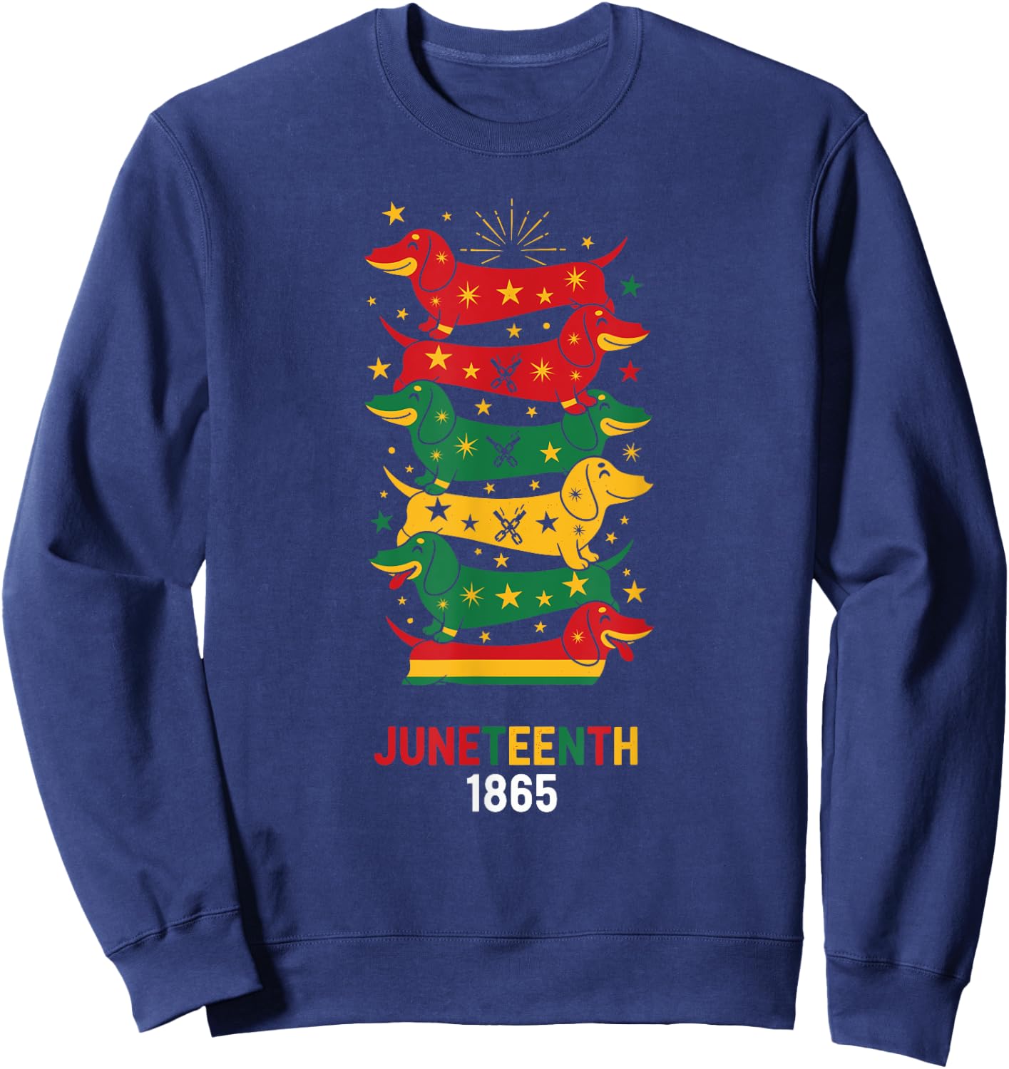 Funny Dachshund Pan African Flag Juneteenth Kids Sweatshirt - Sweatshirt | Navy