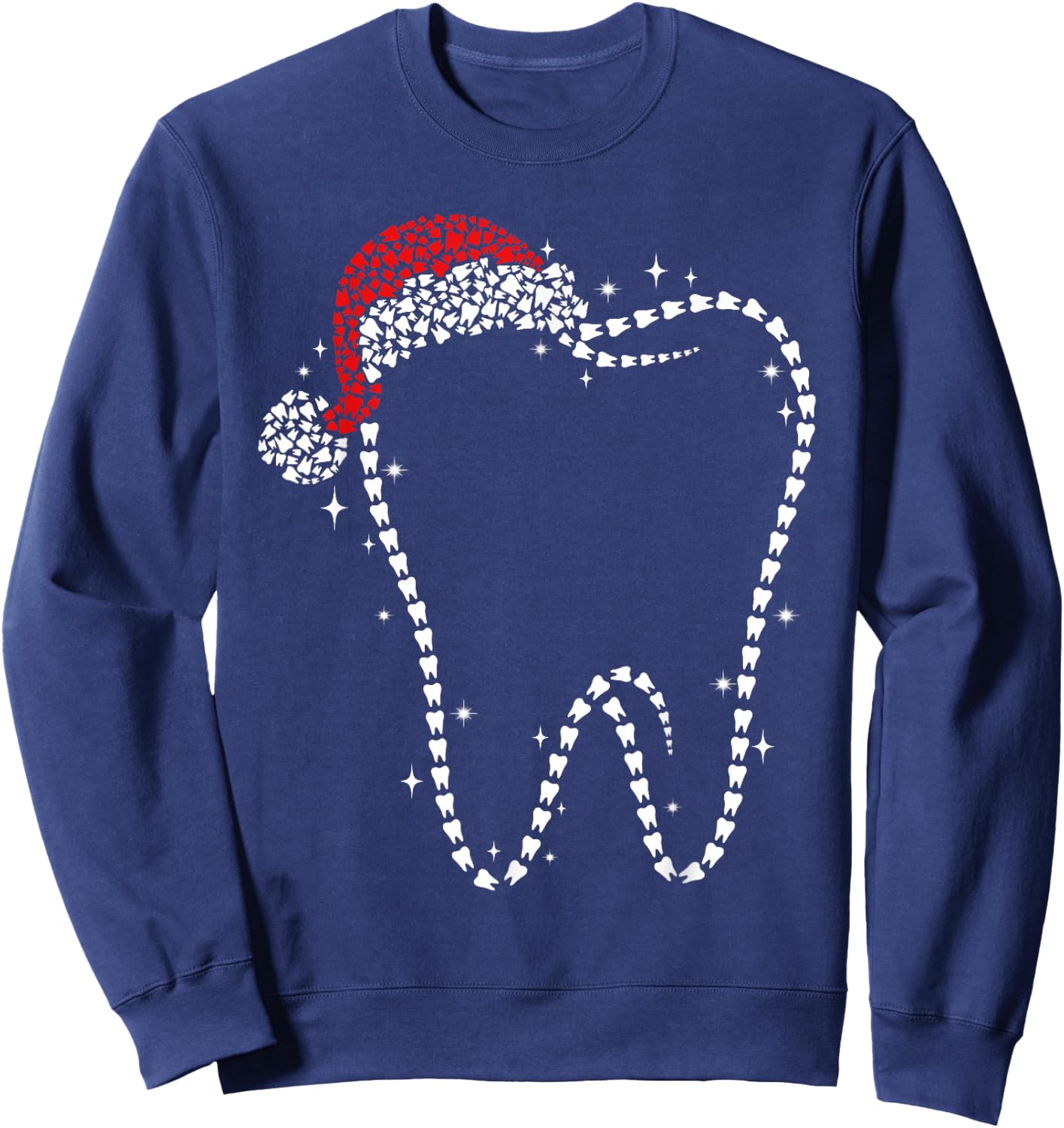 Funny Christmas Tooth Santa Hat Dental Life Dentist Holiday Sweatshirt - Sweatshirt | Navy