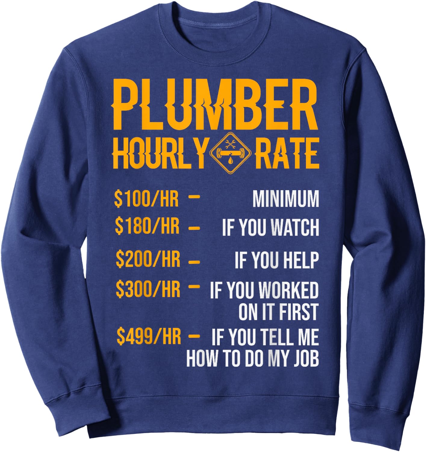 Funny Plumber Men's - Plumber Hourly Rate Sweatshirt - Sweatshirt | Navy