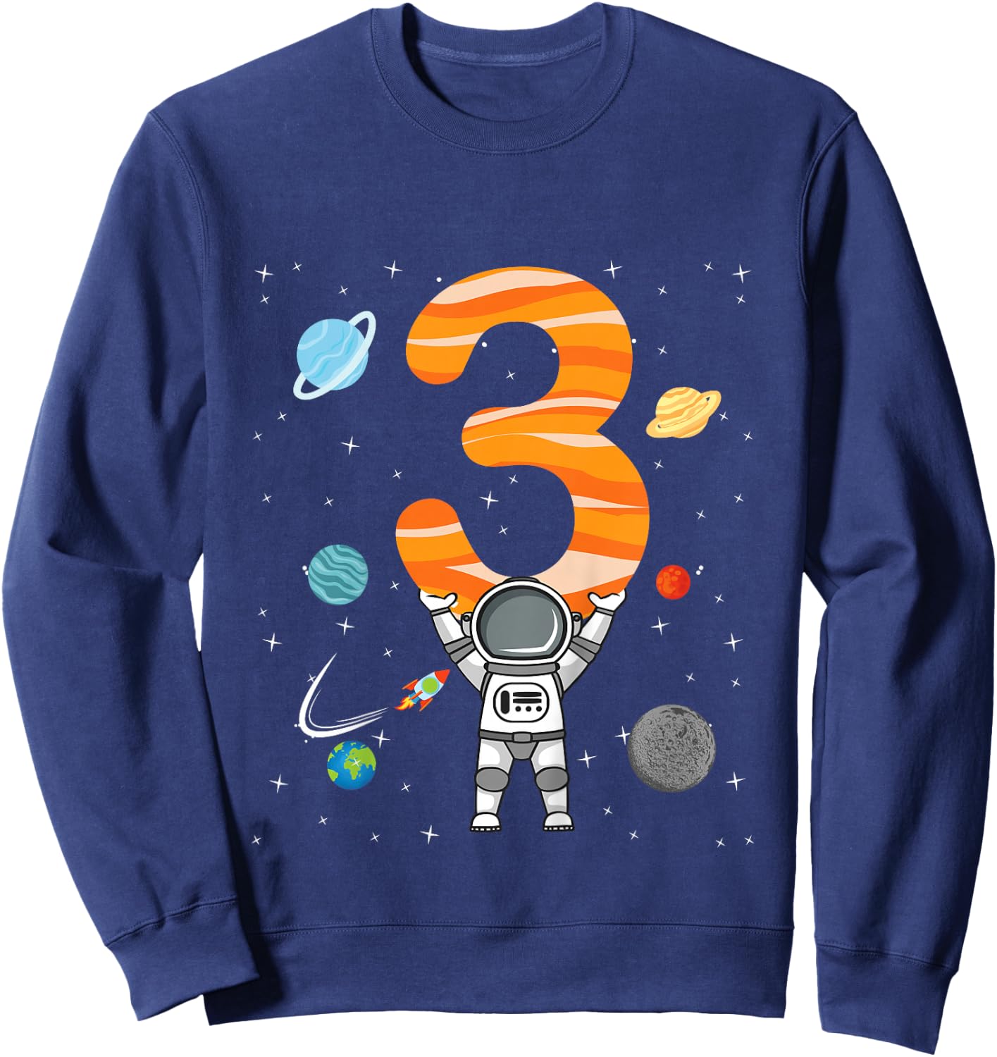 3rd Birthday Astronaut 3 Years Old Birthday Boy Gifts Sweatshirt - Sweatshirt | Navy