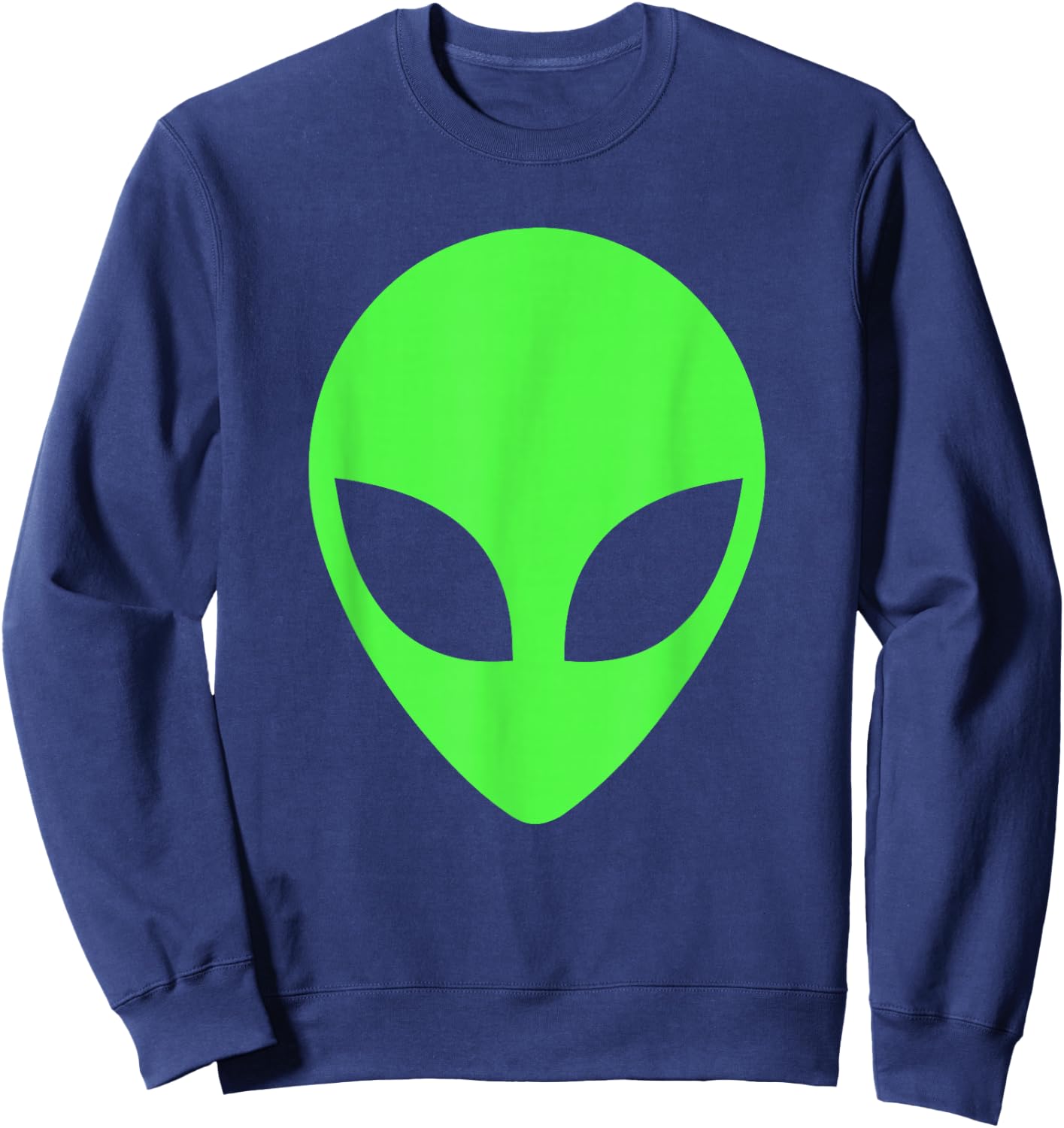 Green Alien Head - Alien Sweatshirt - Sweatshirt | Navy