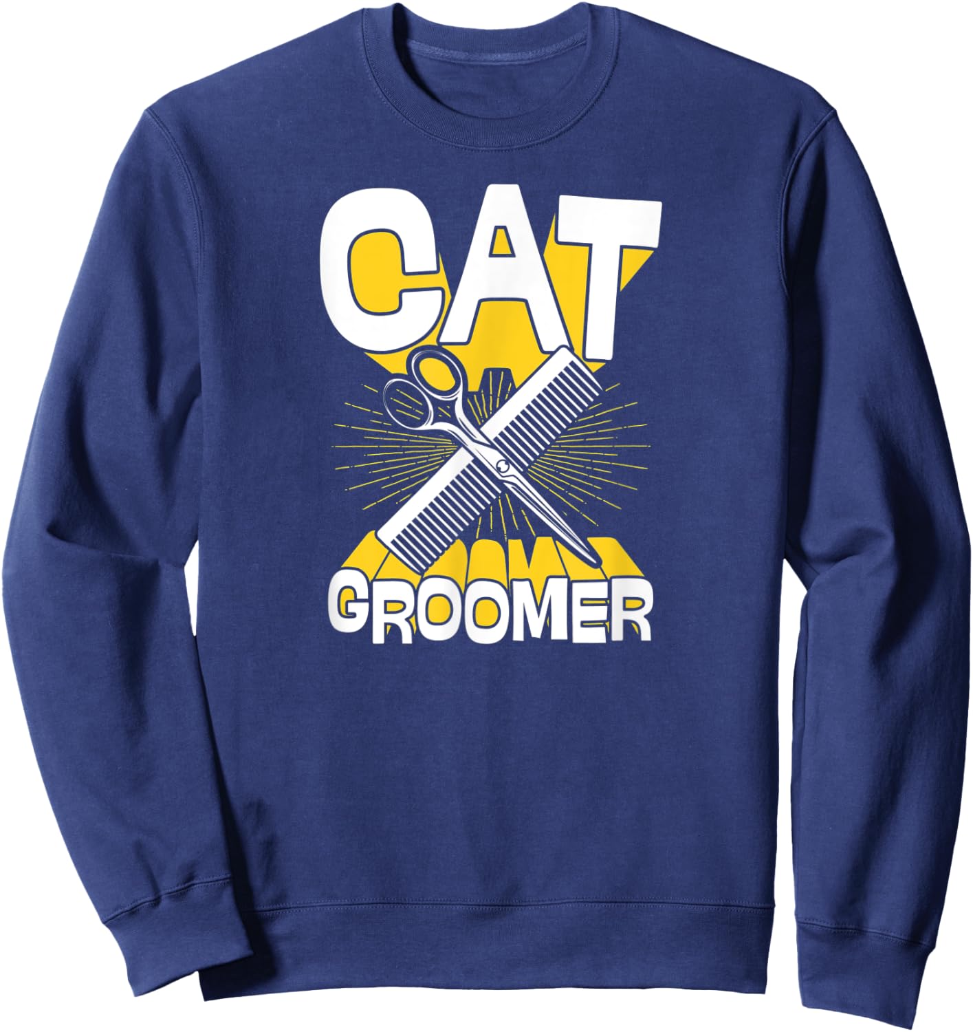 Cat Groomer Cute Retro Vintage Style Funny Comb Scissors Women Sweatshirt - Sweatshirt | Navy