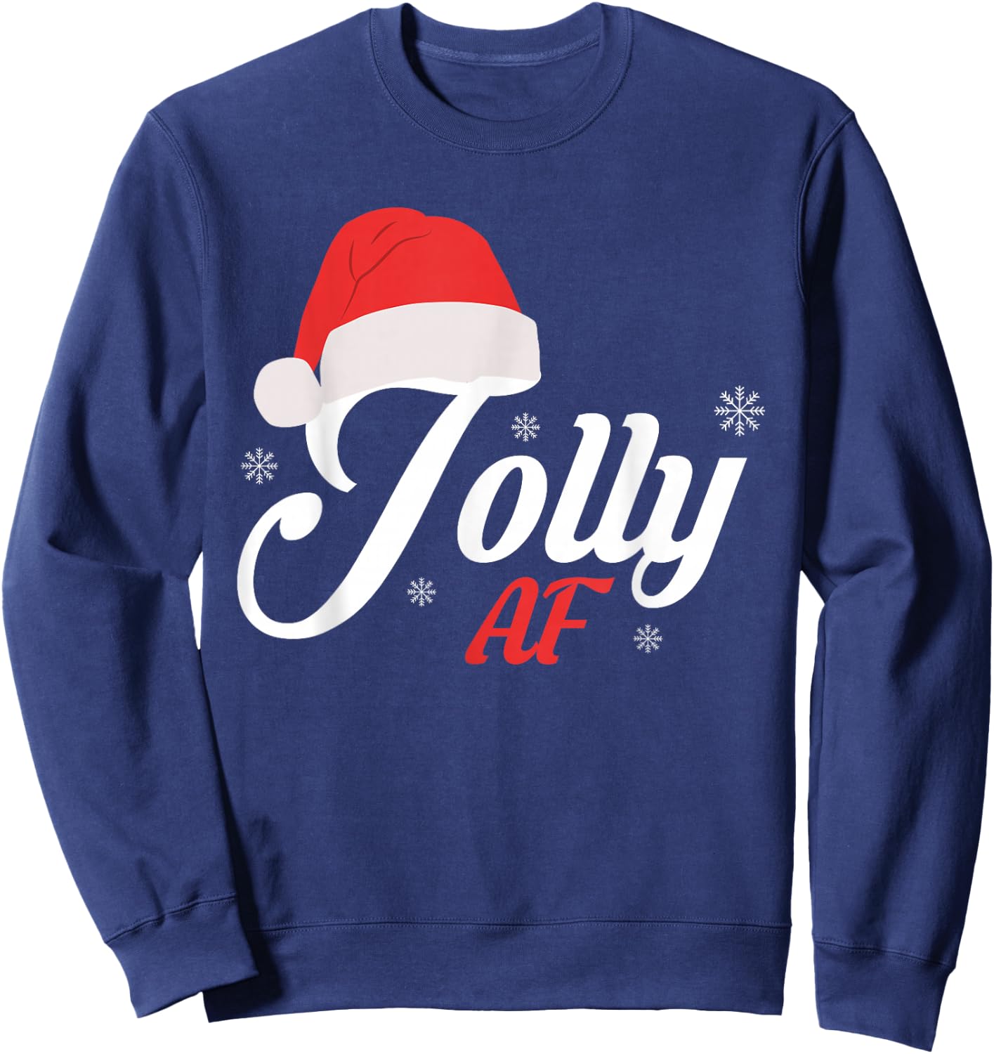 Jolly Santa Hat Snowflakes Merry Christmas Sweatshirt - Sweatshirt | Navy