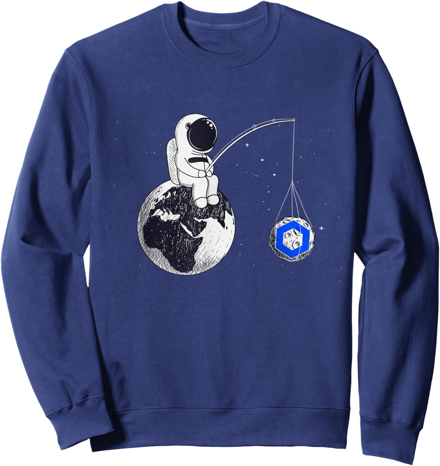 Cryptocurrency Talk - Chainlink To The Moon Space Man Merch Sweatshirt - Sweatshirt | Navy