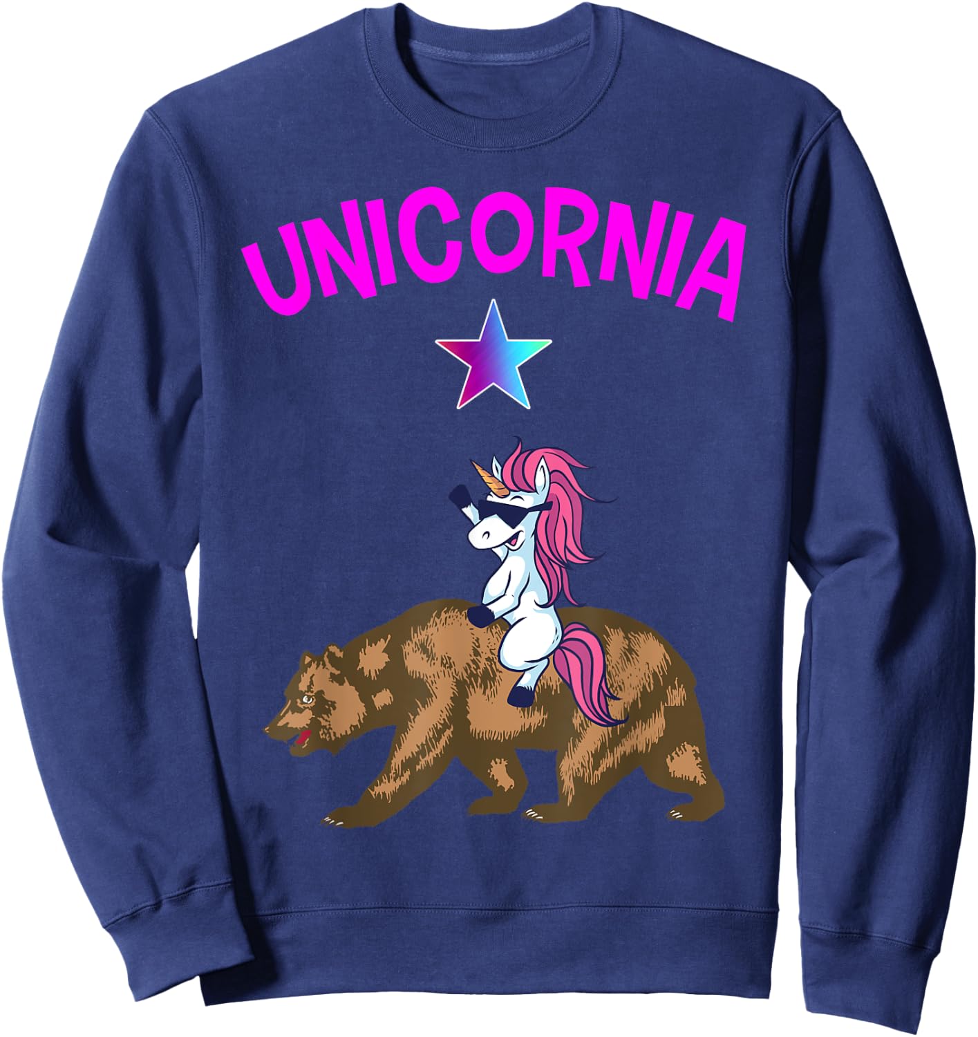 Unicornia Shirt Funny California Unicorn Gift Sweatshirt - Sweatshirt | Navy