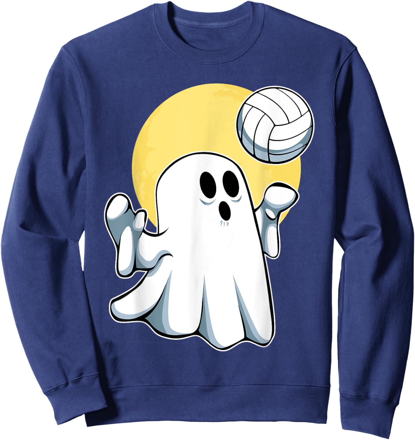 Ghost Volleyball Player Lazy Halloween Costume Cute Sport Sweatshirt - Sweatshirt | Navy
