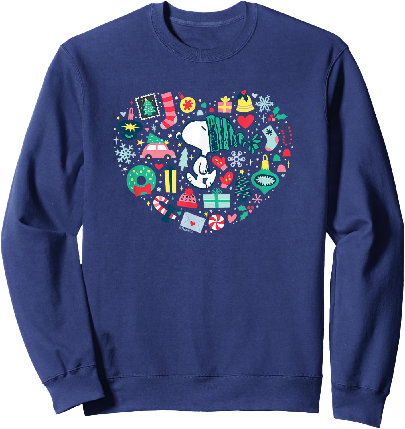 Peanuts - Snoopy Holiday Icons Heart Sweatshirt - Sweatshirt | Navy