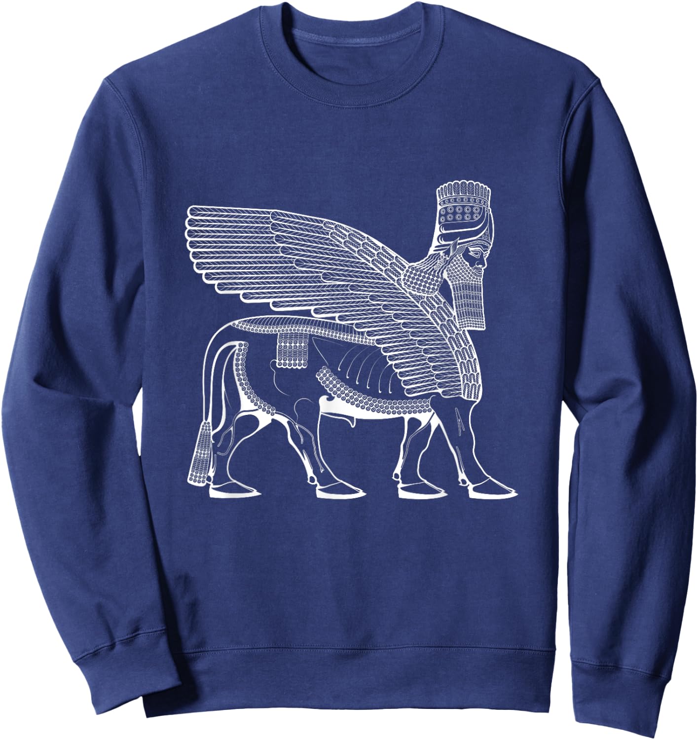 Lamassu Assyrian / White Lamassu Sweatshirt - Sweatshirt | Navy