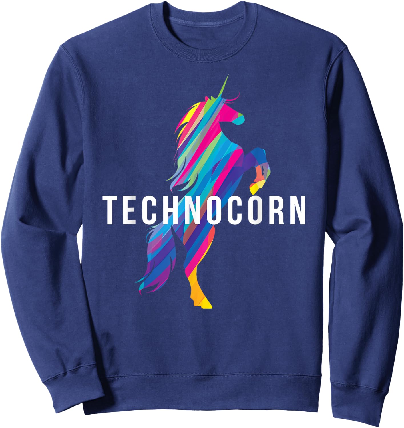 Technocorn I Electronic Raver Music DJ Festival Unicorn Sweatshirt - Sweatshirt | Navy