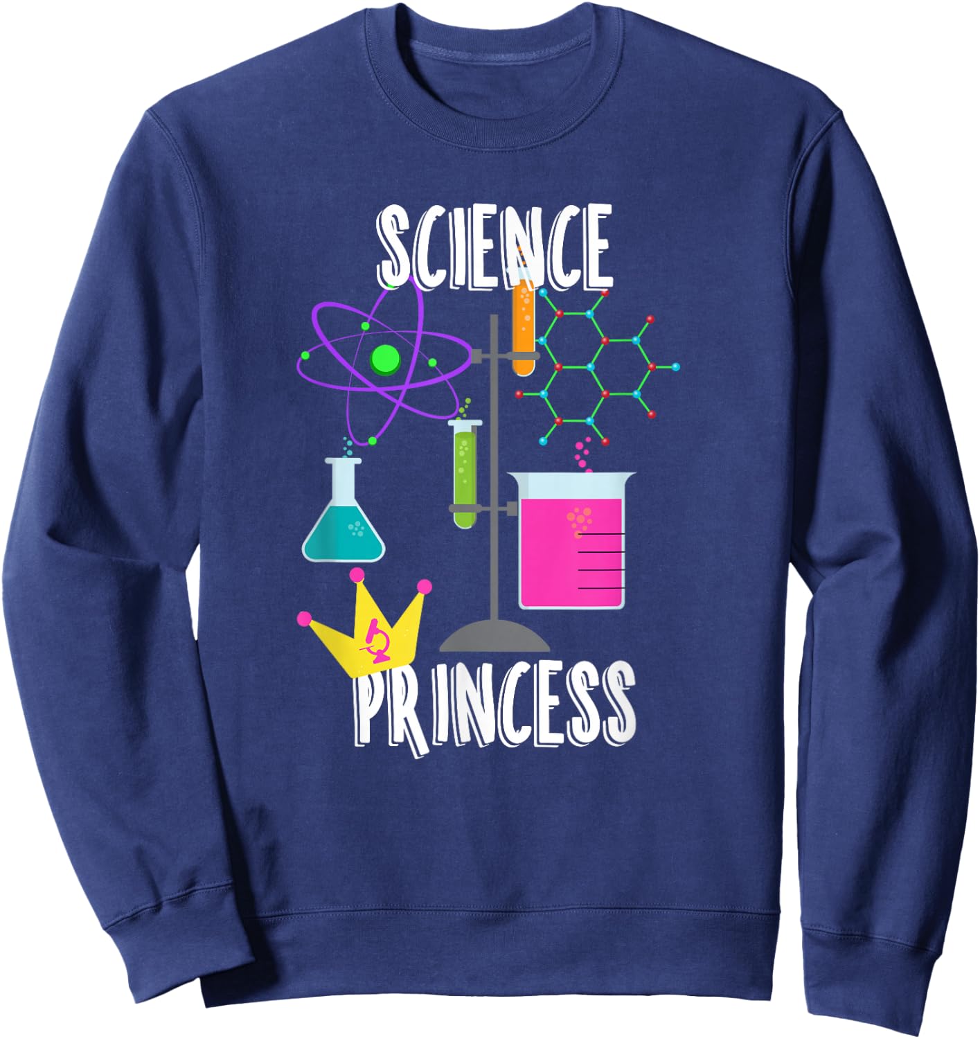 Science Princess Chemistry with Crown Sweatshirt - Sweatshirt | Navy