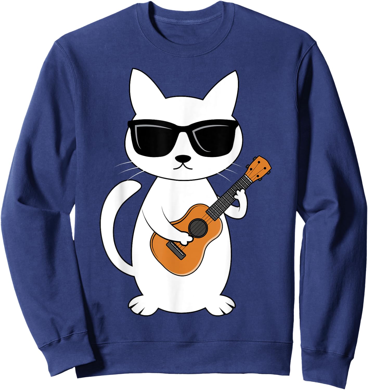 Ukulele Cat Ukulelist String Instrument Sweatshirt - Sweatshirt | Navy