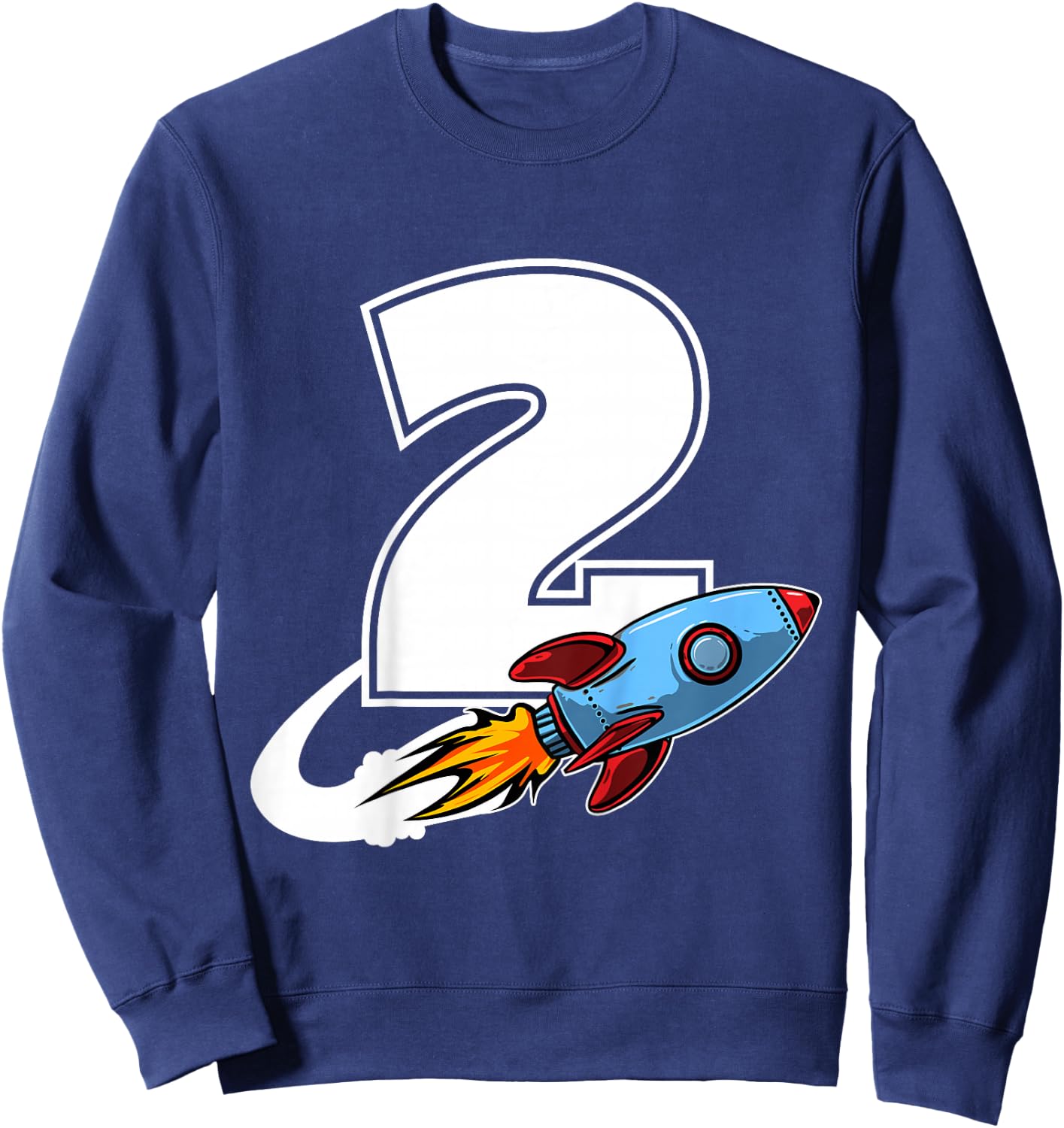 Outer Space 2 Year Old 2nd Birthday Two Rocket Ship Party Sweatshirt - Sweatshirt | Navy