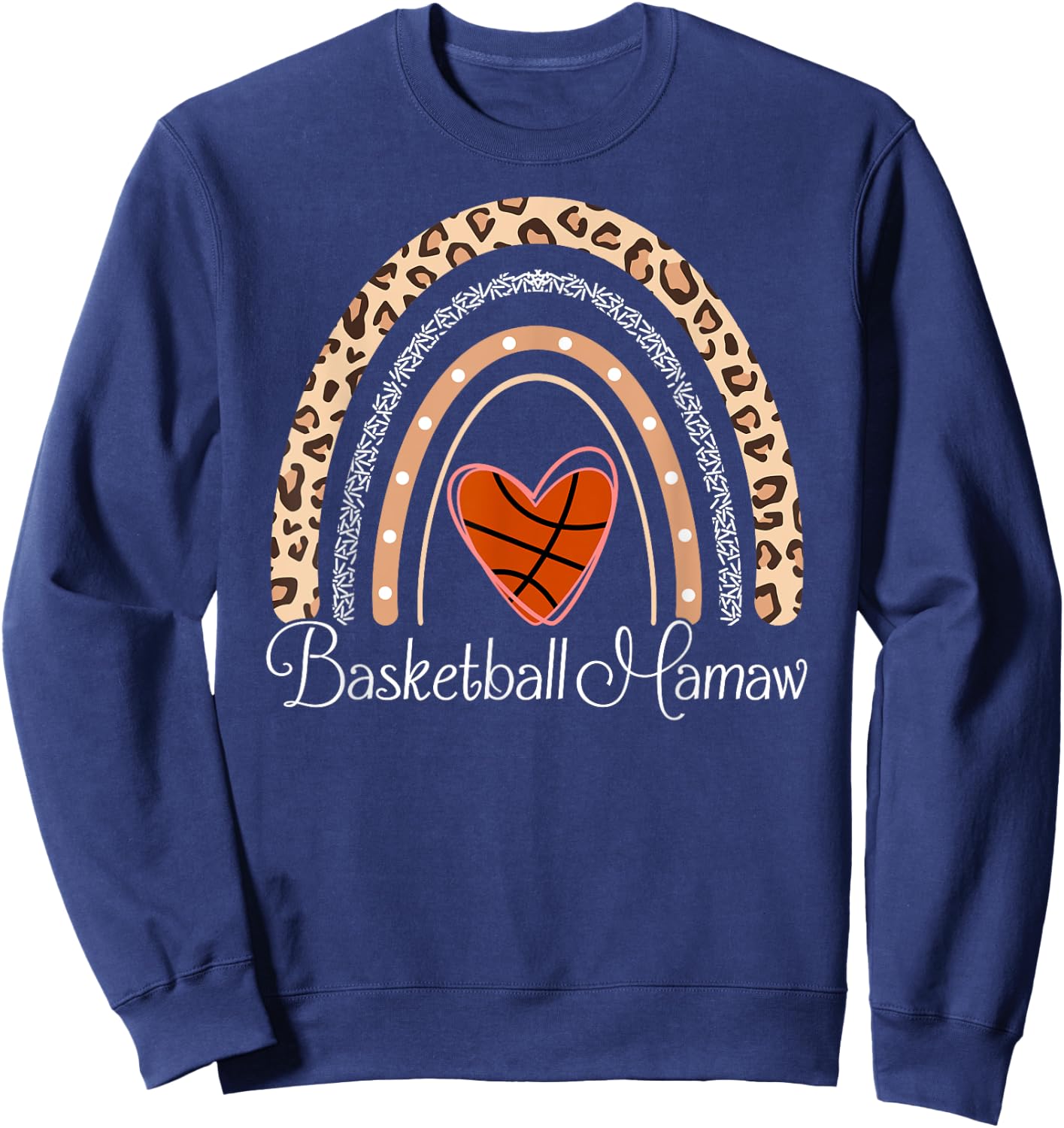 Basketball Mamaw Boho Rainbow Funny Basketball Mamaw Sweatshirt - Sweatshirt | Navy