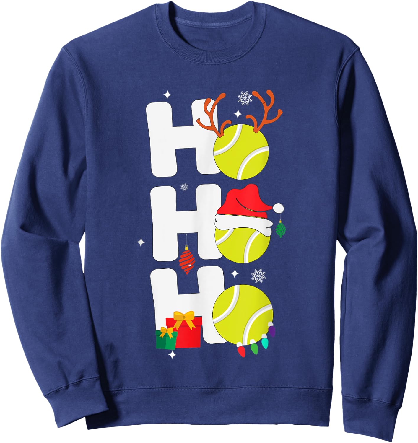 Christmas Funny Ho Ho Ho tennis Santa Lover Sweatshirt - Sweatshirt | Navy