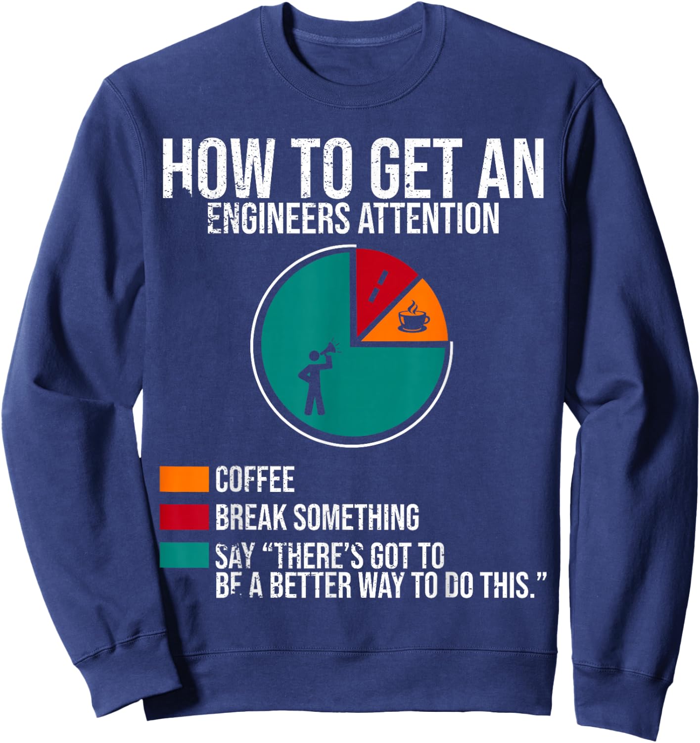 How to Get Engineers Attention Funny Coffee Work Humor Sweatshirt - Sweatshirt | Navy