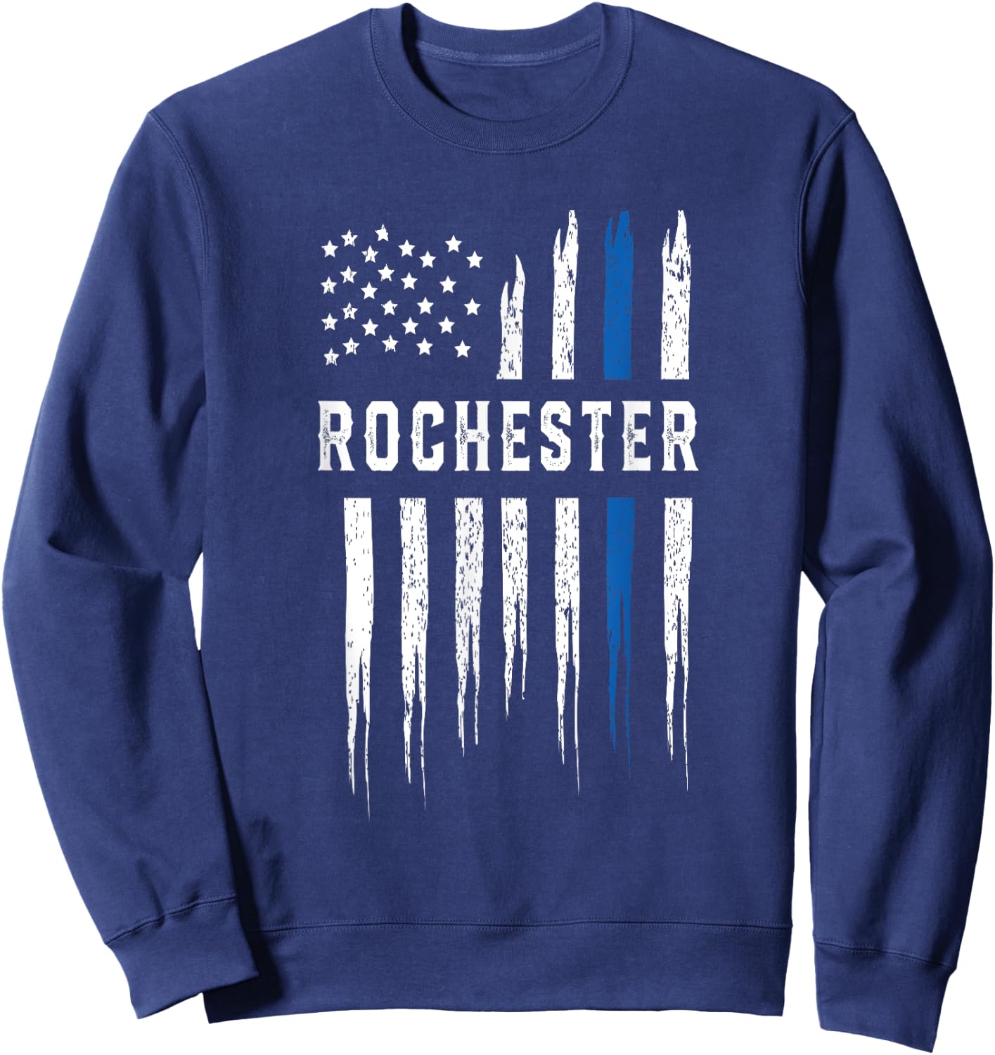 Thin Blue Line Heart Rochester Police Officer New York Cops Sweatshirt - Sweatshirt | Navy