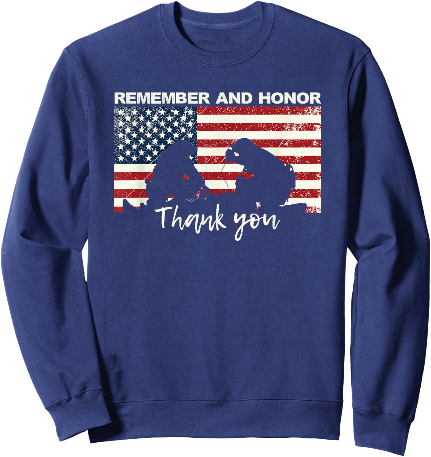 Remember & Honor Thank You First Responders Patriotic Sweatshirt - Sweatshirt | Navy