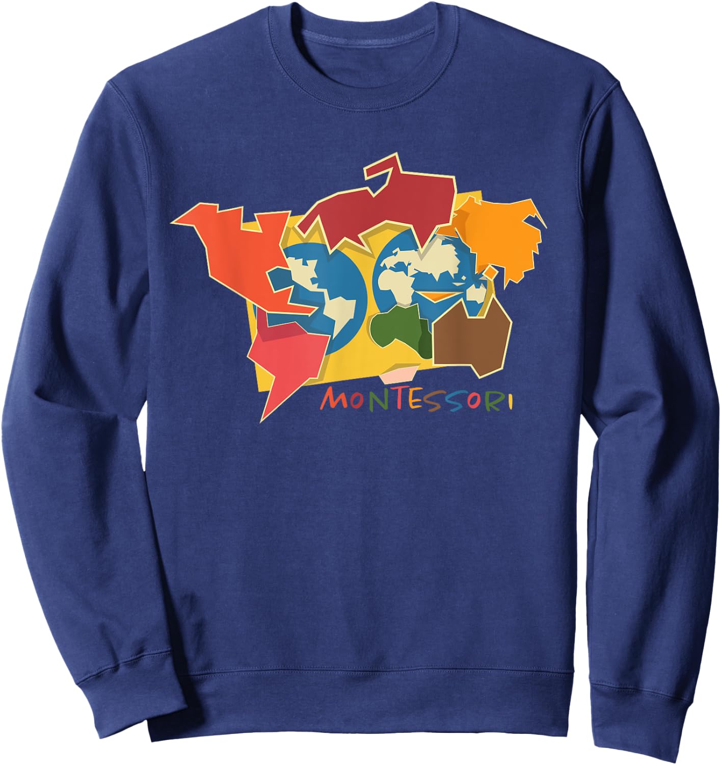 Montessori continent map Sweatshirt - Sweatshirt | Navy