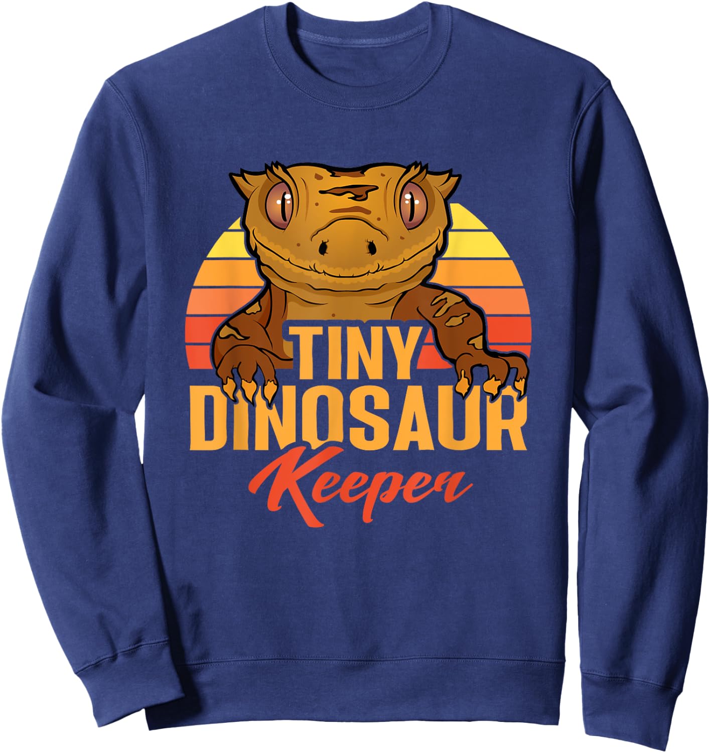 Retro Crested Gecko Tiny Dinosaur Keeper Herpetologist Sweatshirt - Sweatshirt | Navy