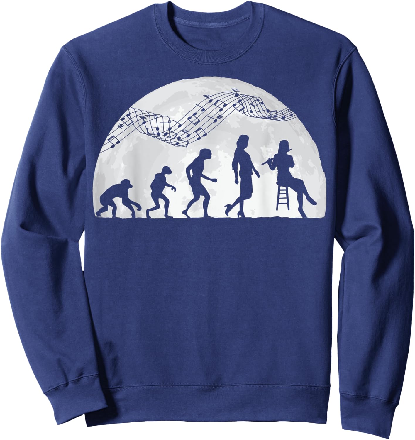 Flute player evolution flutist classical music Sweatshirt - Sweatshirt | Navy