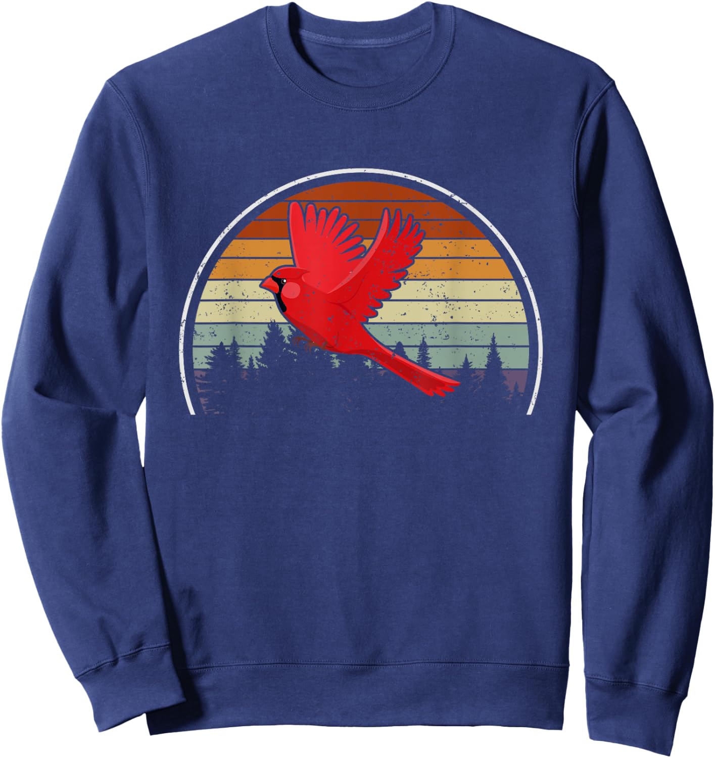 Birdwatcher Bird Lover Nature Bird Retro Red Cardinal Sweatshirt - Sweatshirt | Navy