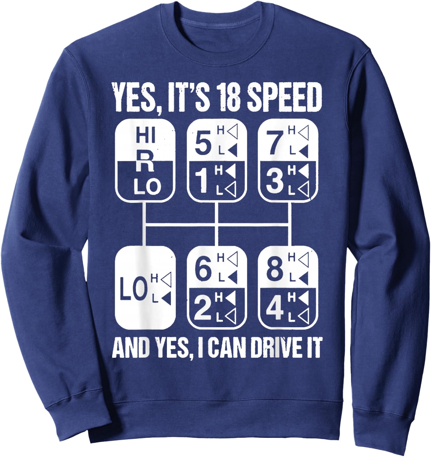 Trucker Yes It's 18 Speed And Yes I Can Drive It Truck Lover Sweatshirt - Sweatshirt | Navy