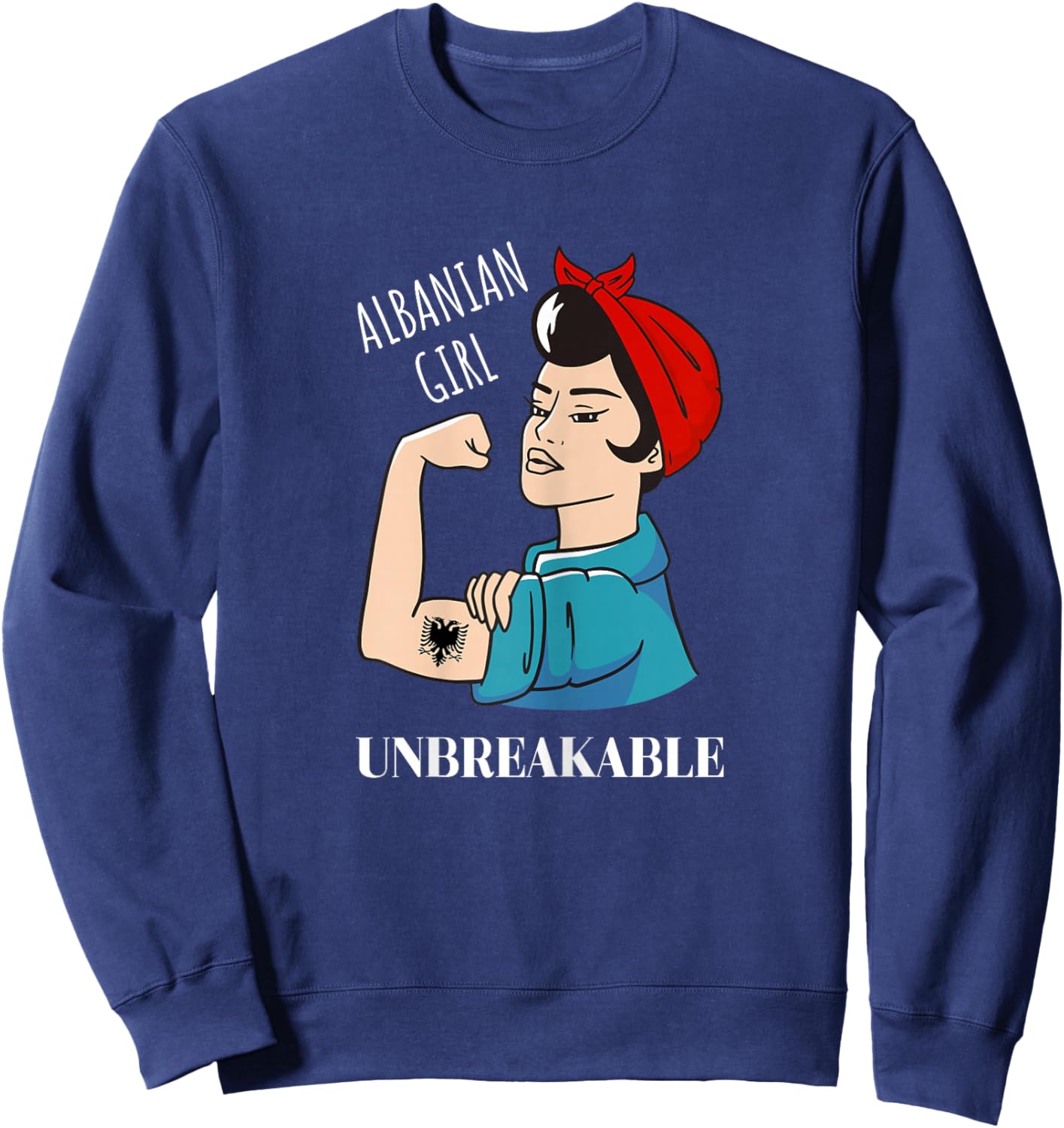 Albanian Girl Unbreakable Heritage Albania Eagle Sweatshirt - Sweatshirt | Navy
