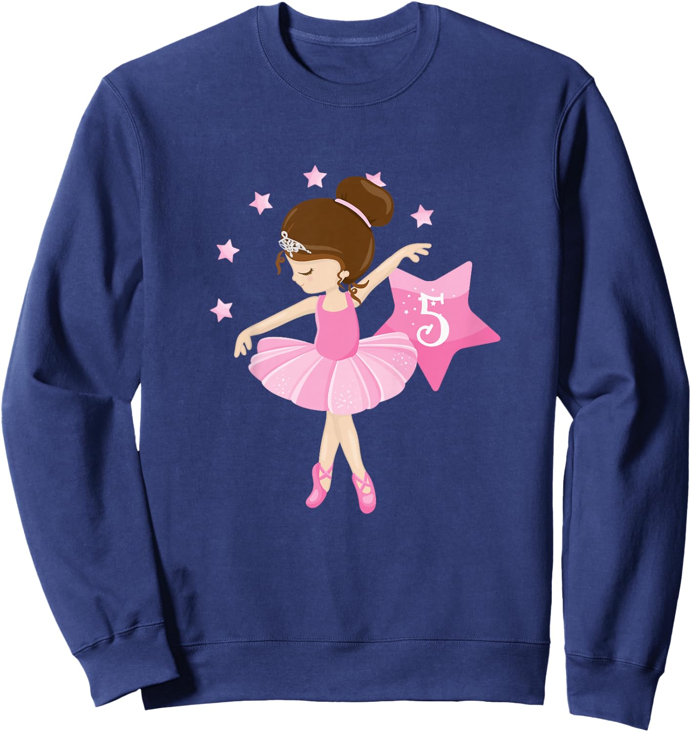 Kids Kids 5th Birthday Ballerina Gift 5 Year Old Girls Sweatshirt - Sweatshirt | Navy