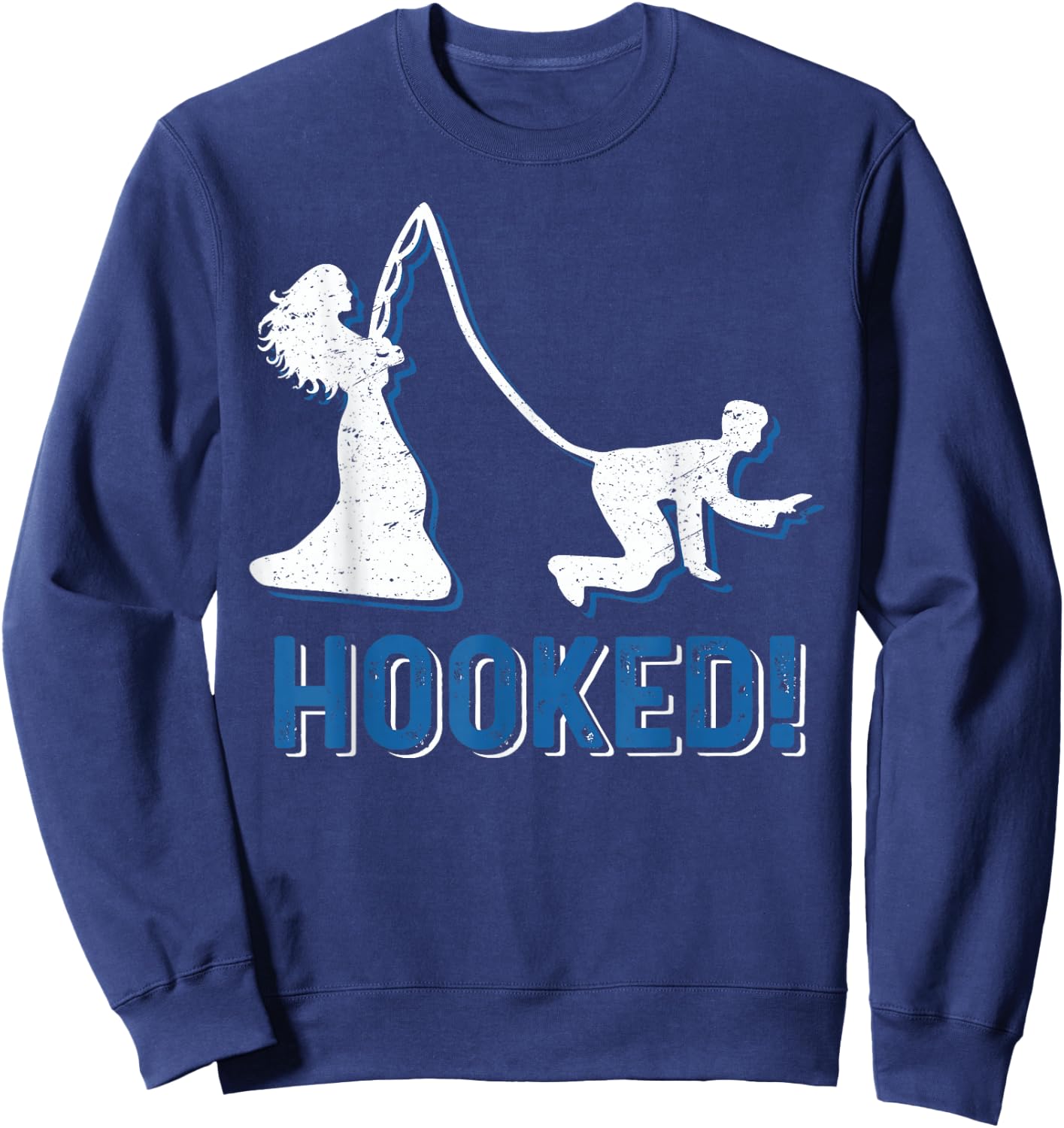 Funny Hooked Bride Groom New Marriage Fishing Lover Couples Sweatshirt - Sweatshirt | Navy