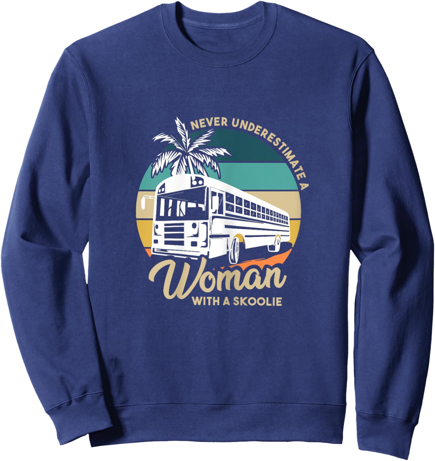 Vintage Camping Bus Design for a Skoolie Owner Sweatshirt - Sweatshirt | Navy