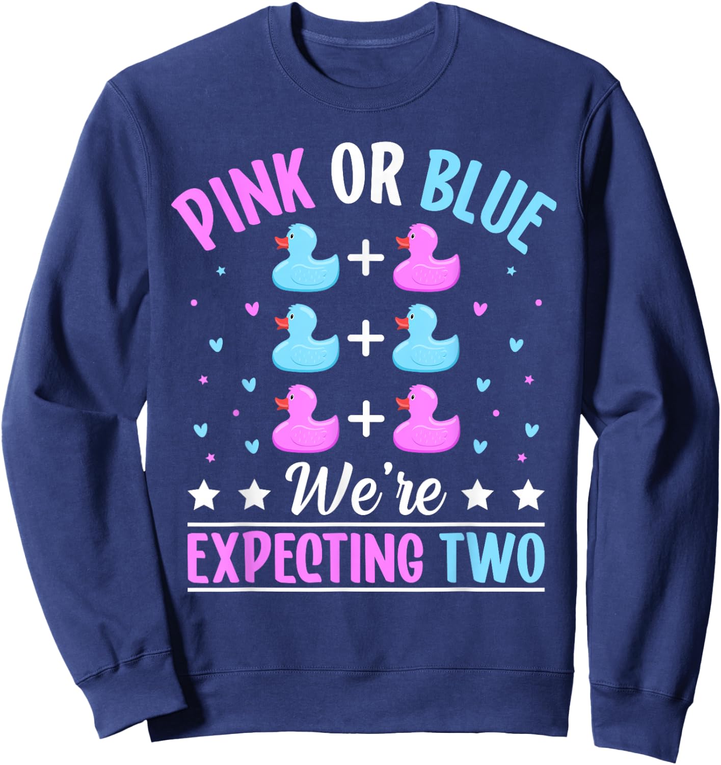 Pink or Blue We're expecting Two Twins Gender Announcement Sweatshirt - Sweatshirt | Navy