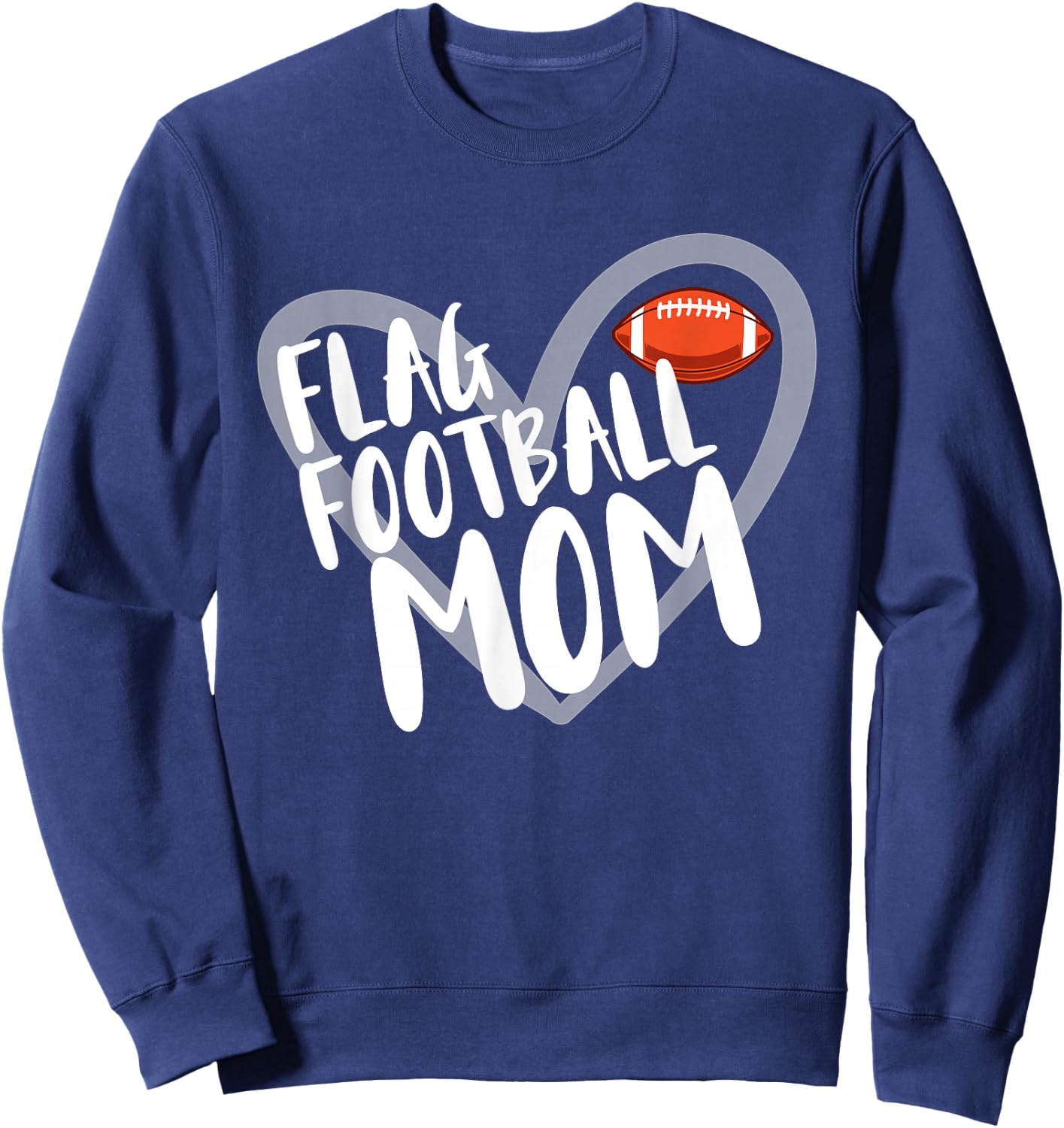 Flag Football Mom Heart Sweatshirt - Sweatshirt | Navy