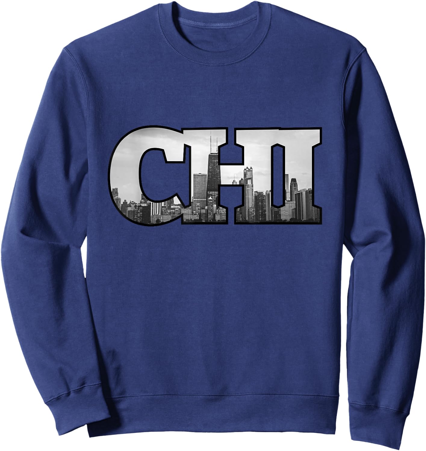 CHI Chicago City Skyline of Downtown Chicago, Illinois Sweatshirt - Sweatshirt | Navy