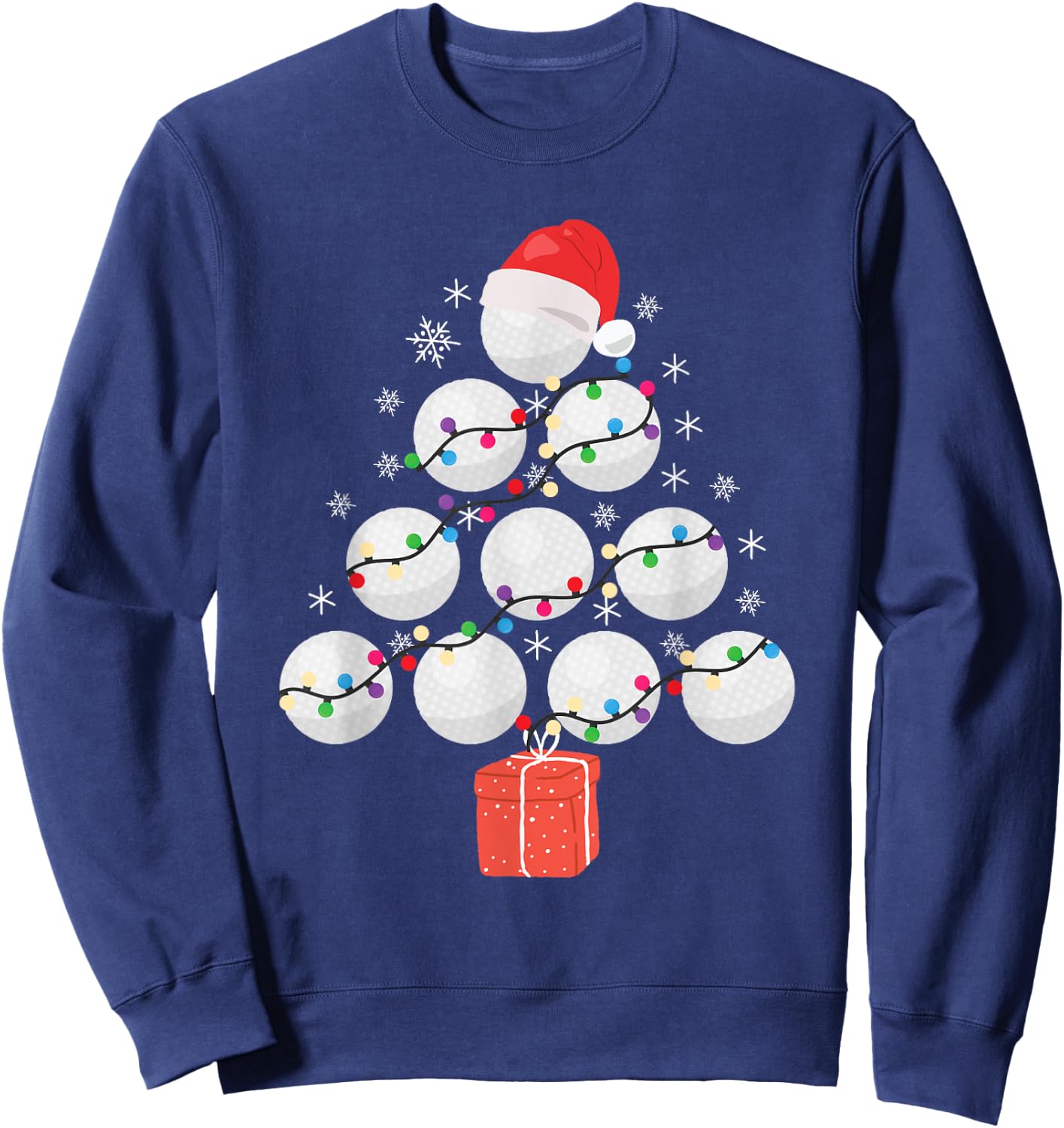 Funny Golfing Christmas Tree Christmas Golf Ball Golfer Sweatshirt - Sweatshirt | Navy