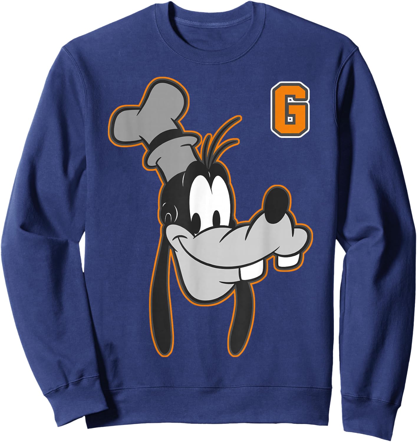 Disney Goofy Orange Outline Portrait Small Sweatshirt - Sweatshirt | Navy