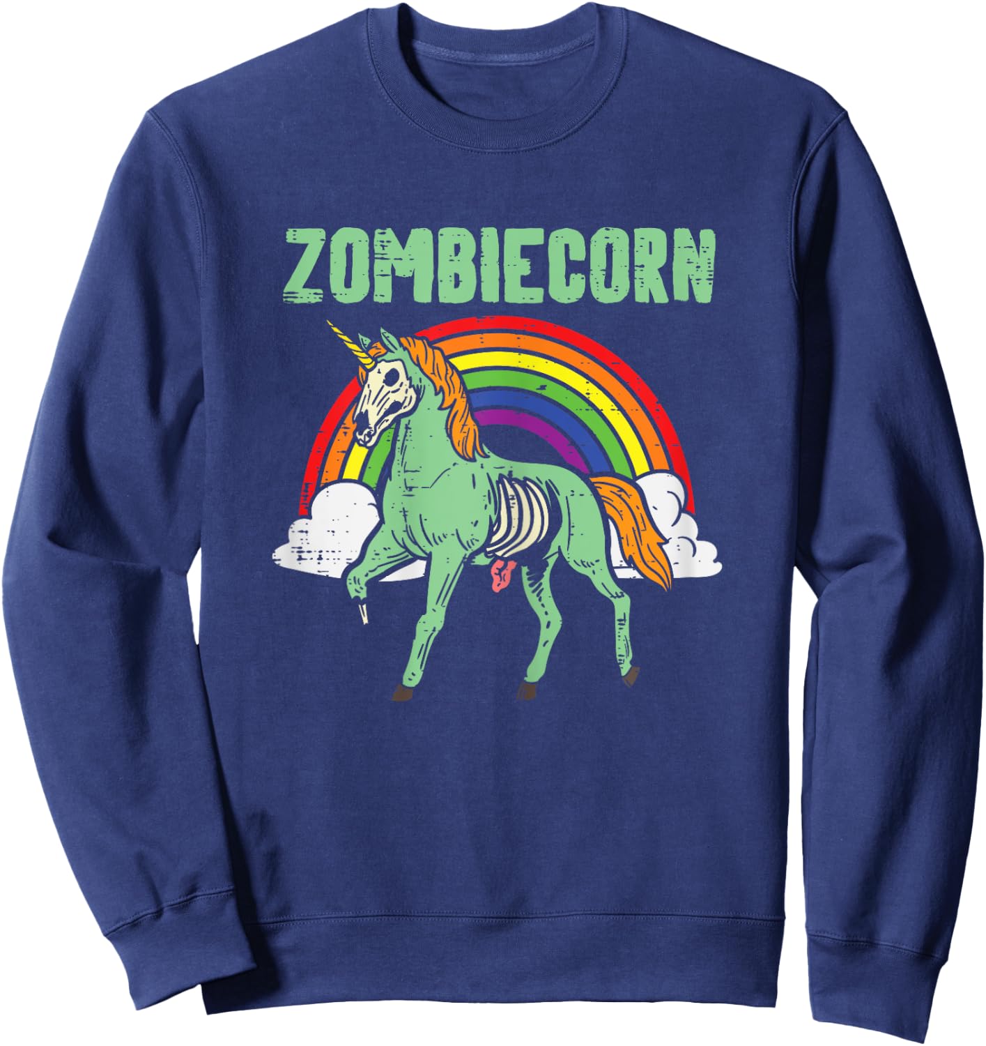 Zombicorn Zombie Unicorn Rainbow Scary Halloween Girls Women Sweatshirt - Sweatshirt | Navy