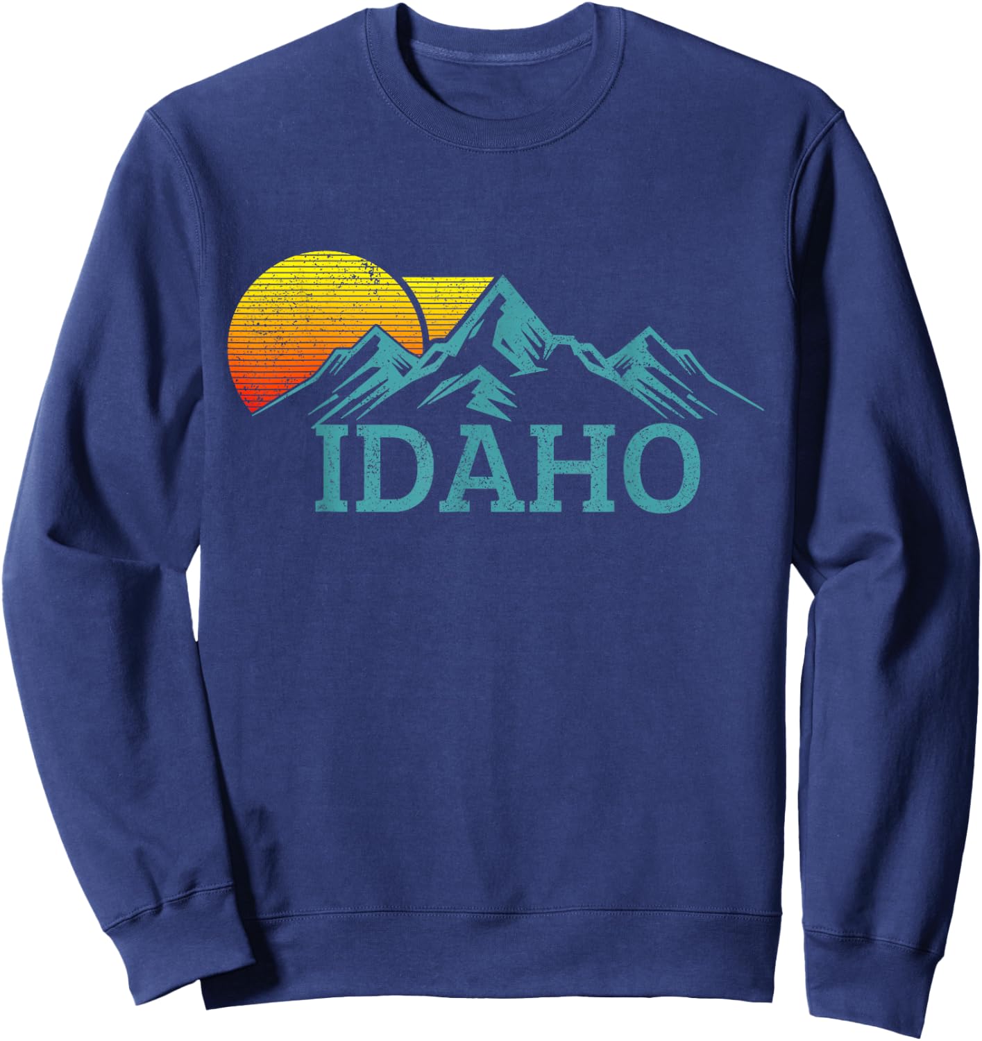 Idaho Vintage Mountains Sunset Hiking Nature Souvenir Sweatshirt - Sweatshirt | Navy