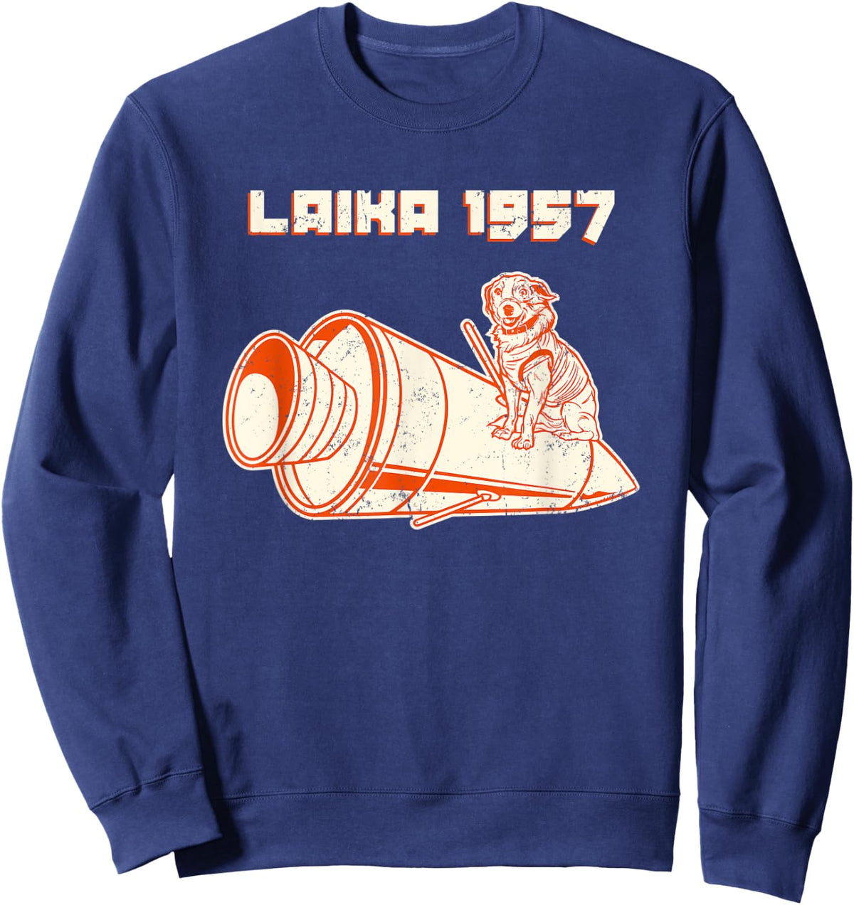 Laika Gagarin Dog Sputnik Russian Russia USSR Women Sweatshirt - Sweatshirt | Navy
