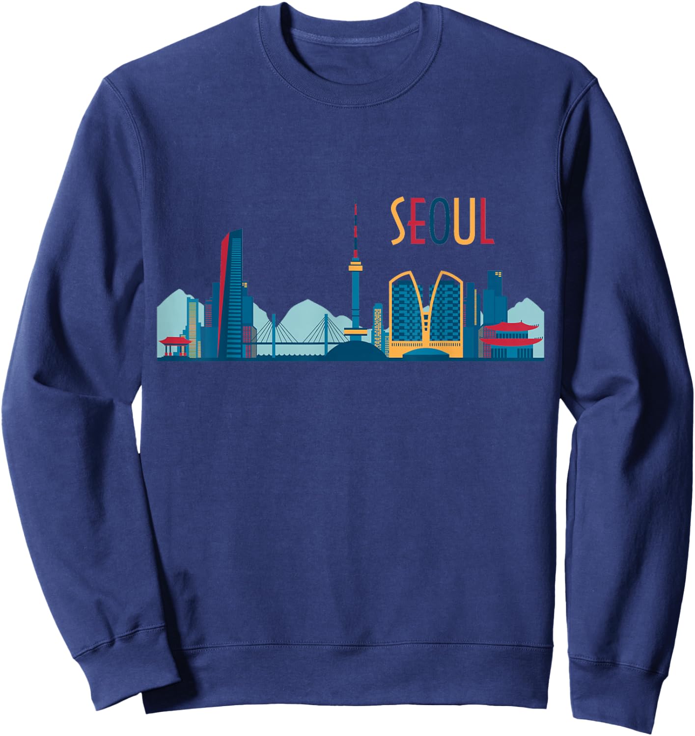 Seoul Skyline South Korea Vintage Seoul Sweatshirt - Sweatshirt | Navy