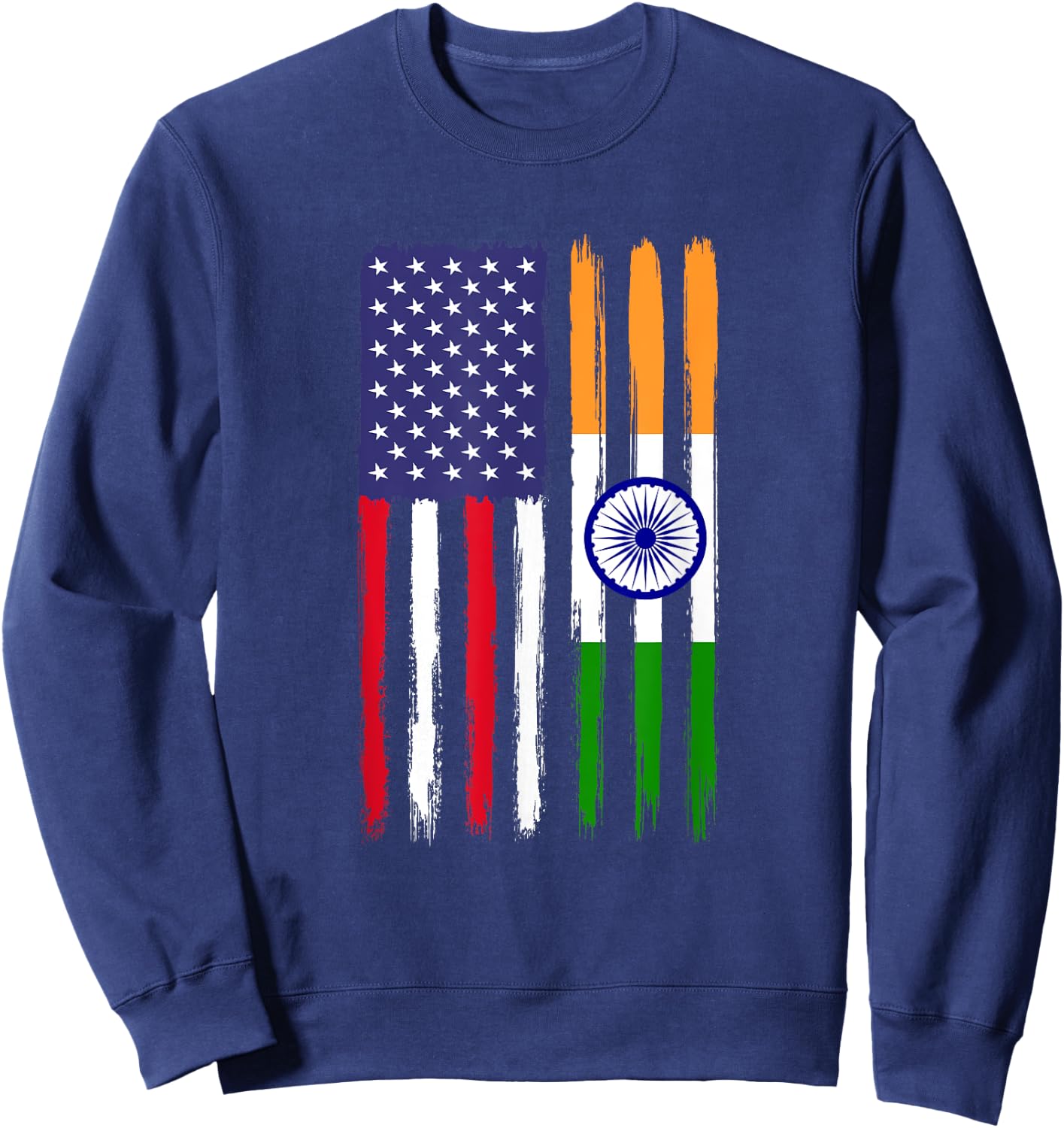 Indian Roots Half American Flag Patriotic Indian Sweatshirt - Sweatshirt | Navy