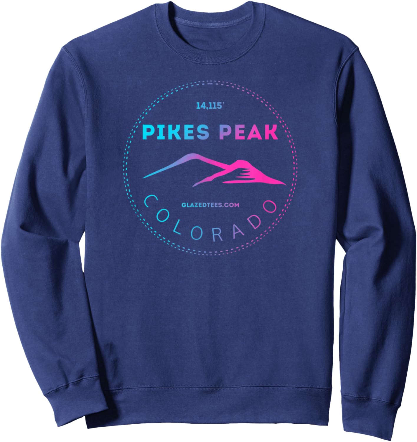 Pikes Peak Colorado - Retro Mountain Adventure Sweatshirt - Sweatshirt | Navy